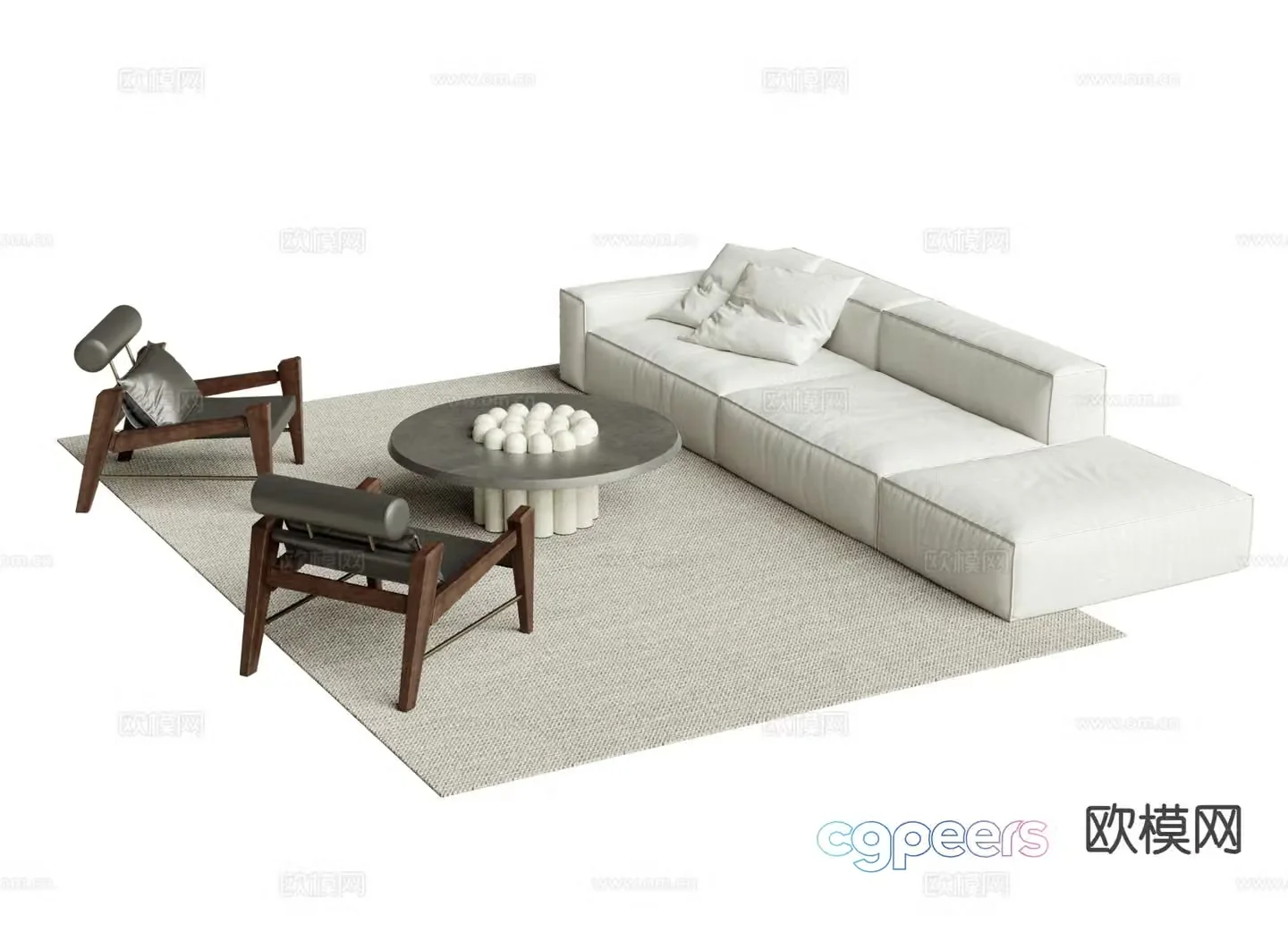 Modern modular sofa upholstered sofa 3d model