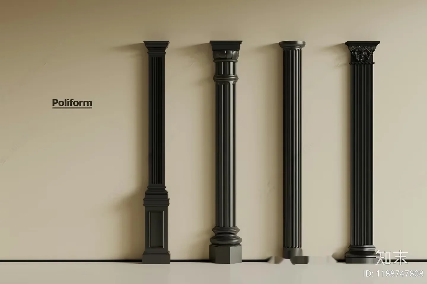 Four Pillars 3D Model – 6762 – VRAY Render
