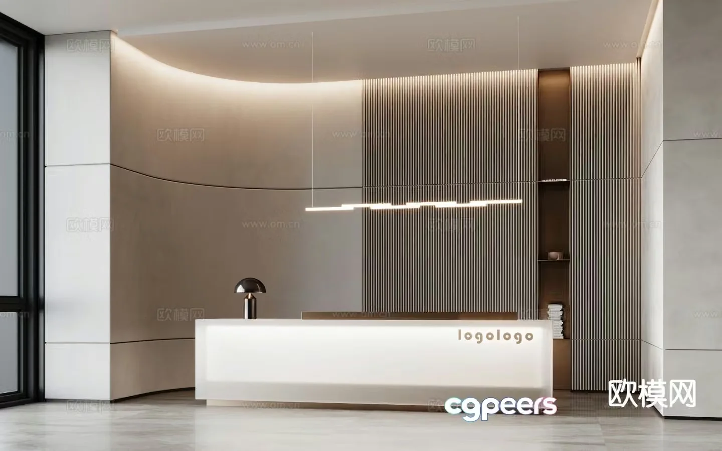 Modern reception desk front desk information desk service desk 3d model