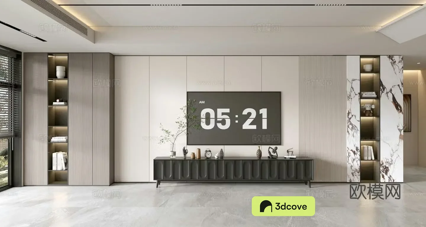 Modern simple living room light luxury TV background wall TV set full wall TV cabinet combination
