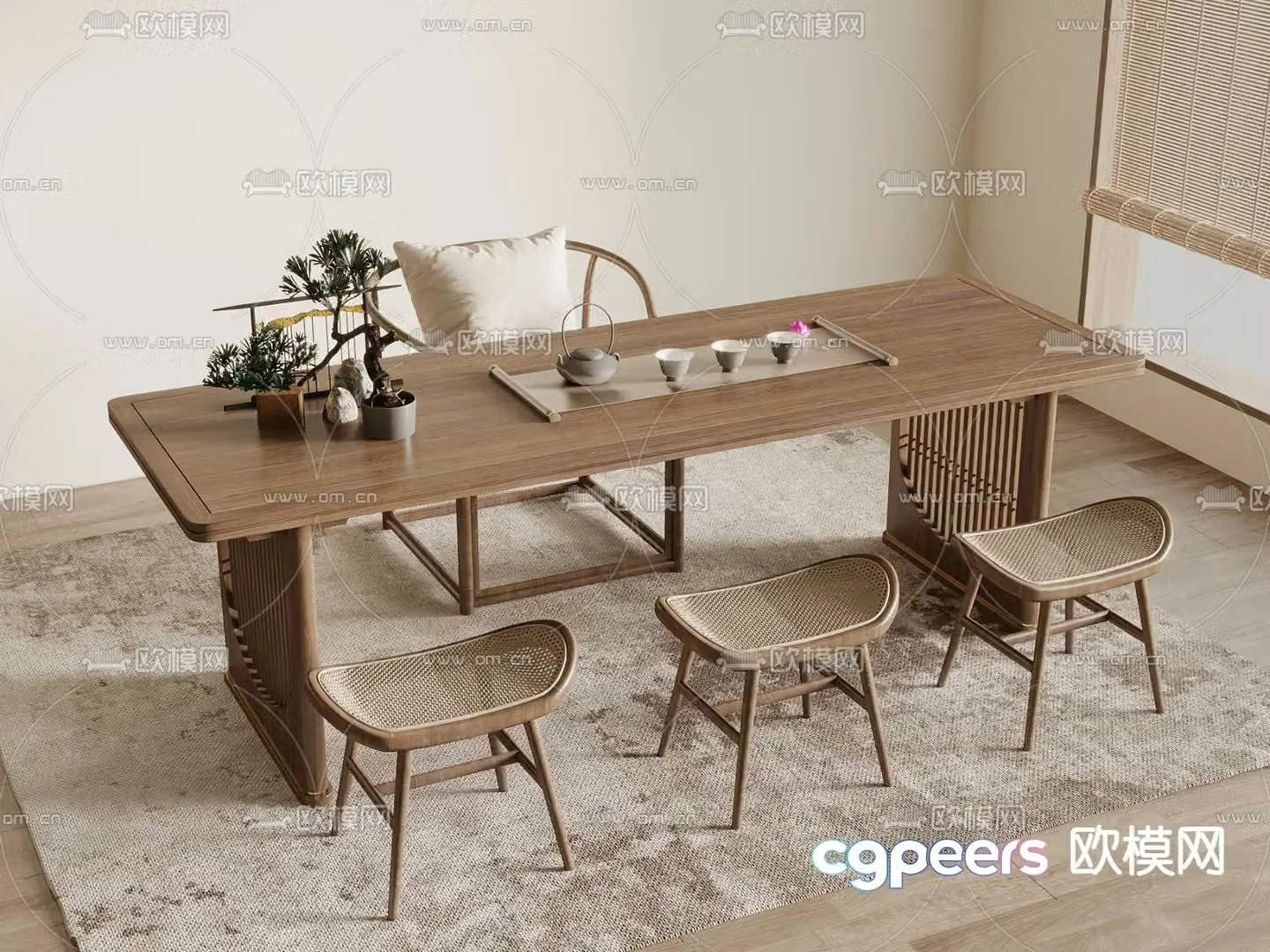 New Chinese style tea table tea table 3d model