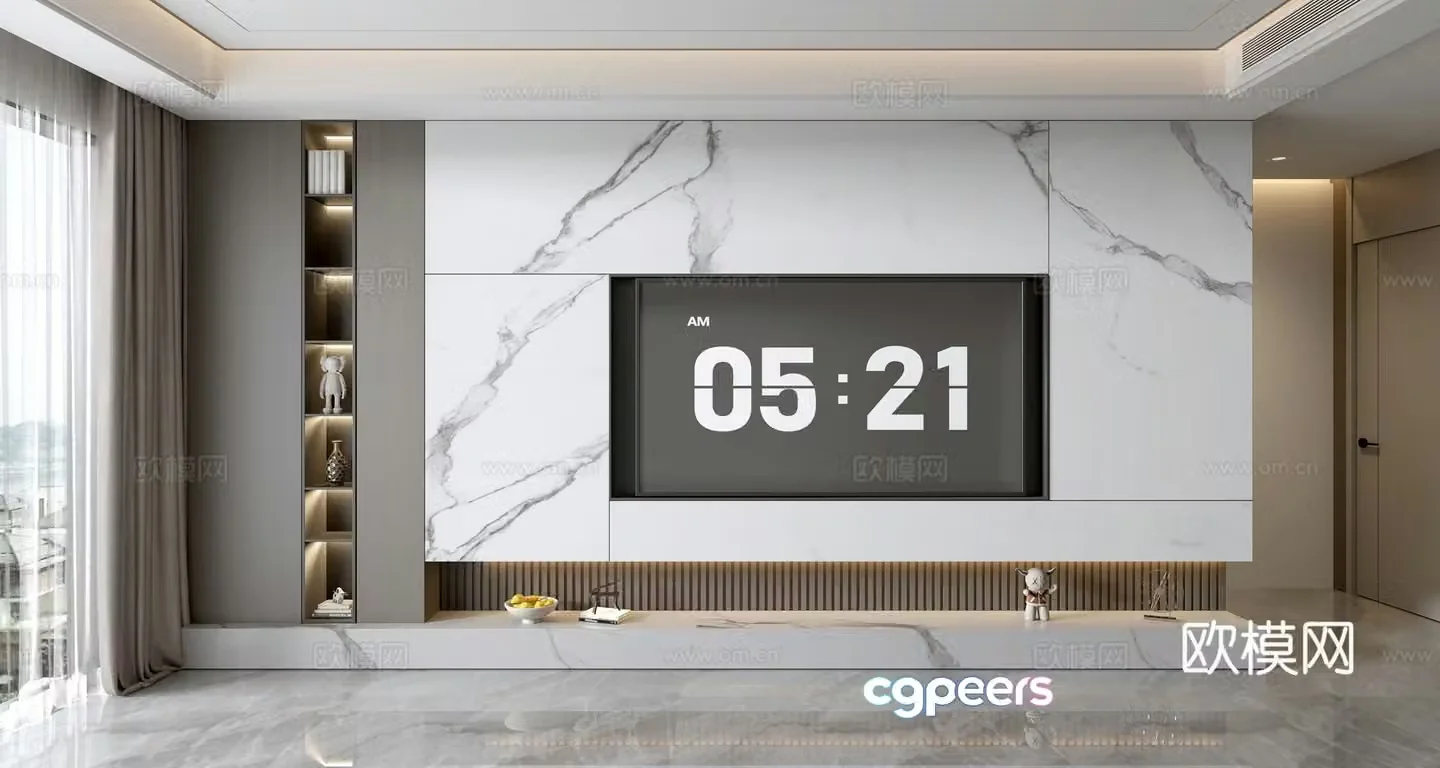 Modern TV wall whole wall cabinet full wall TV cabinet 3D model