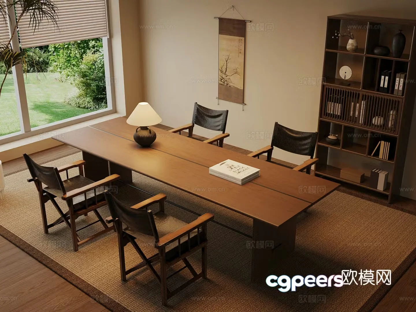 22 new Chinese dining table and chairs tea cabinet 3d model