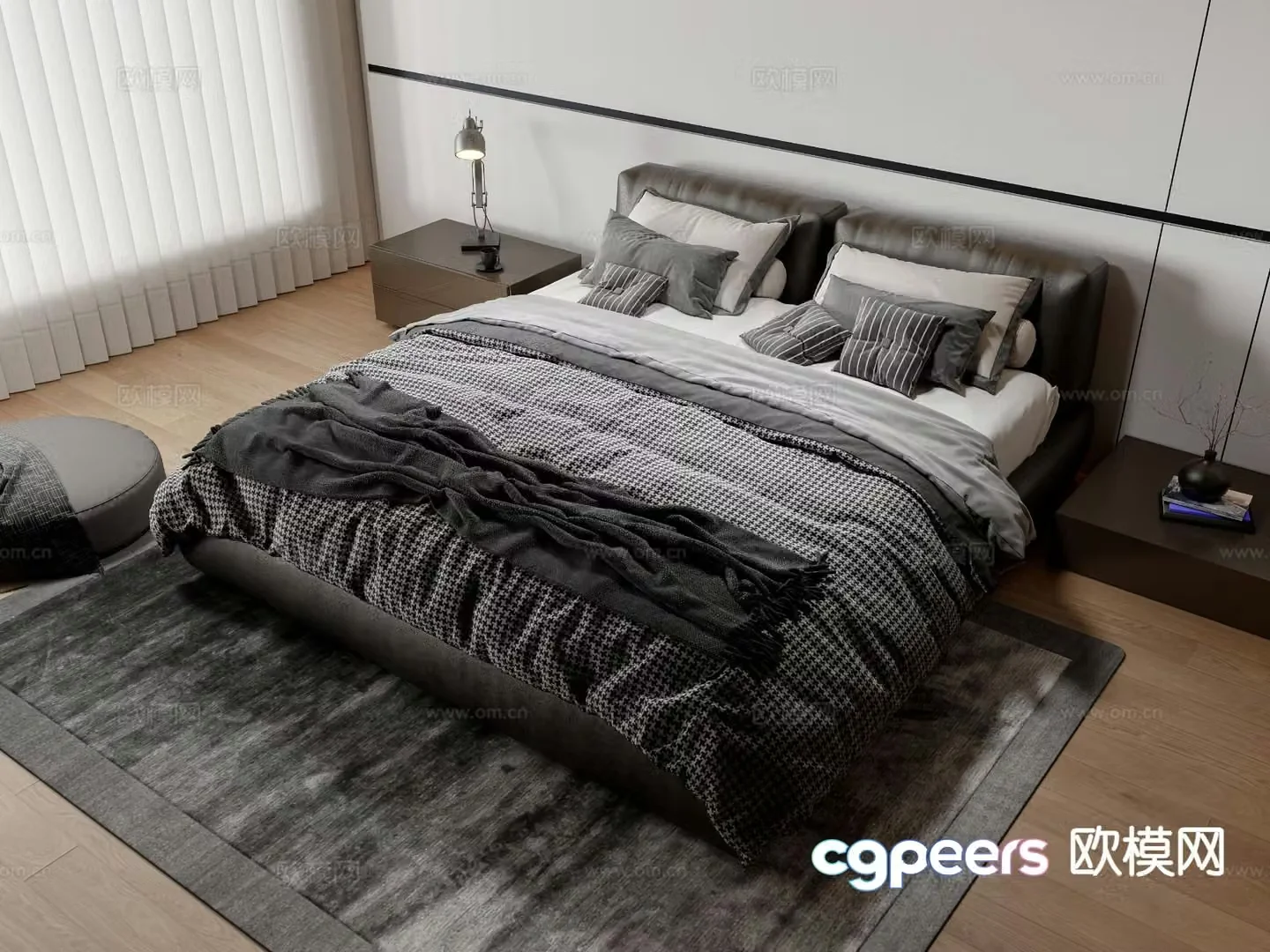 Modern double bed 3d model