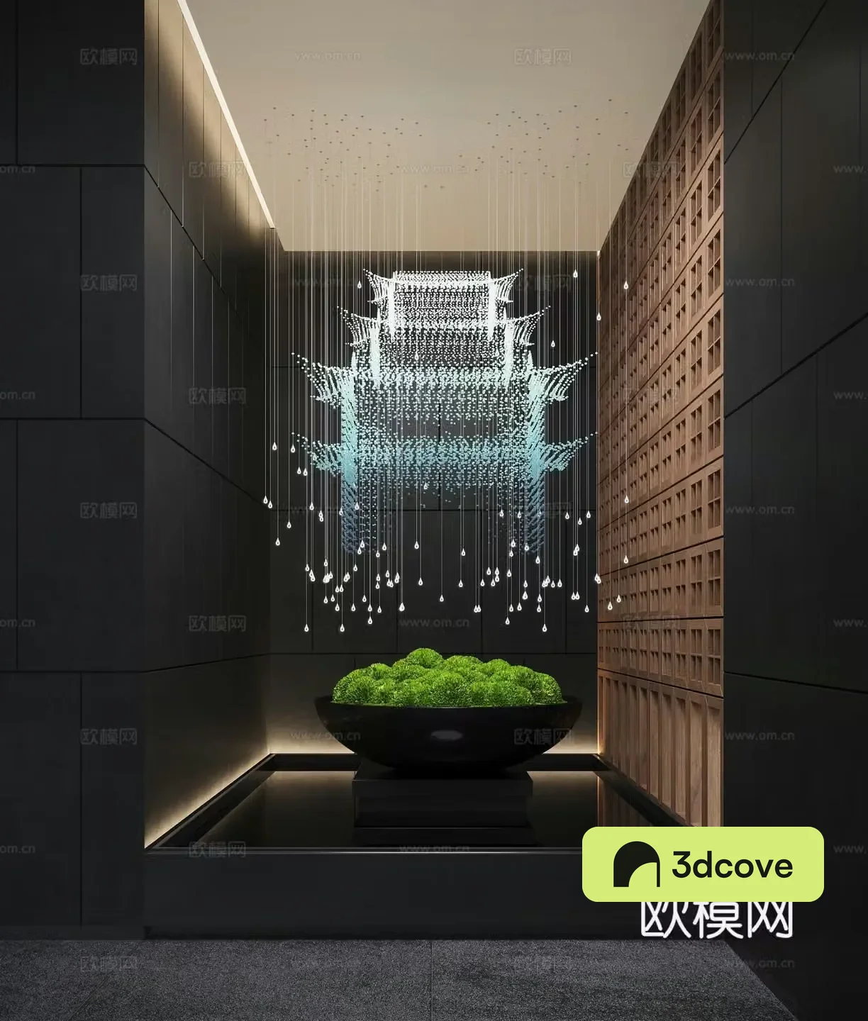 New Chinese landscape landscaping moss art chandelier