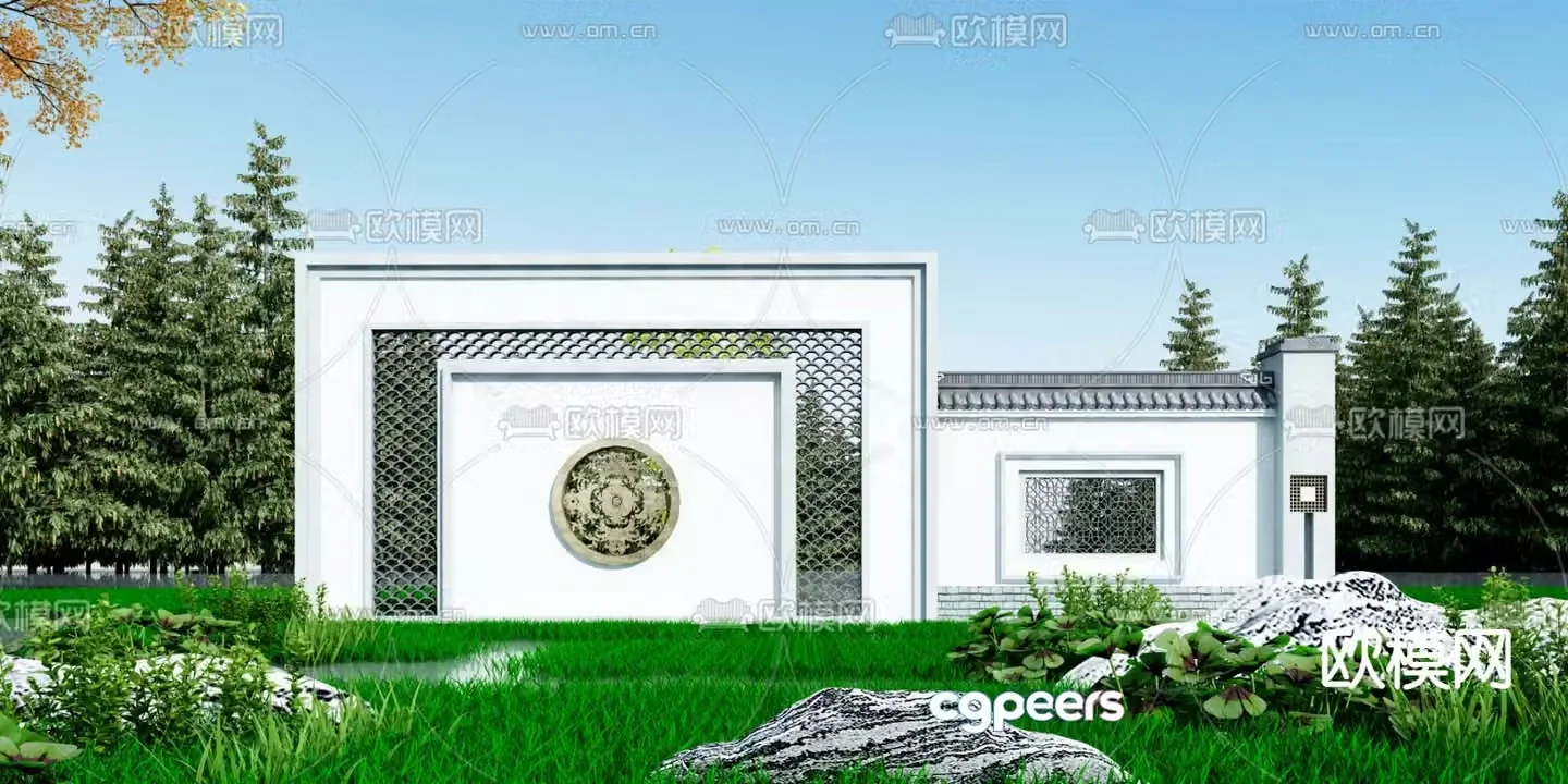 Chinese landscape wall sketch 3D model