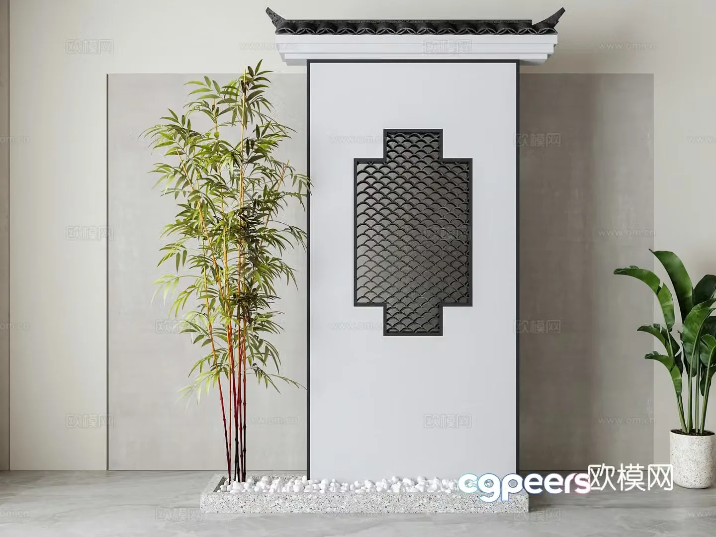 New Chinese style garden partition 3D model