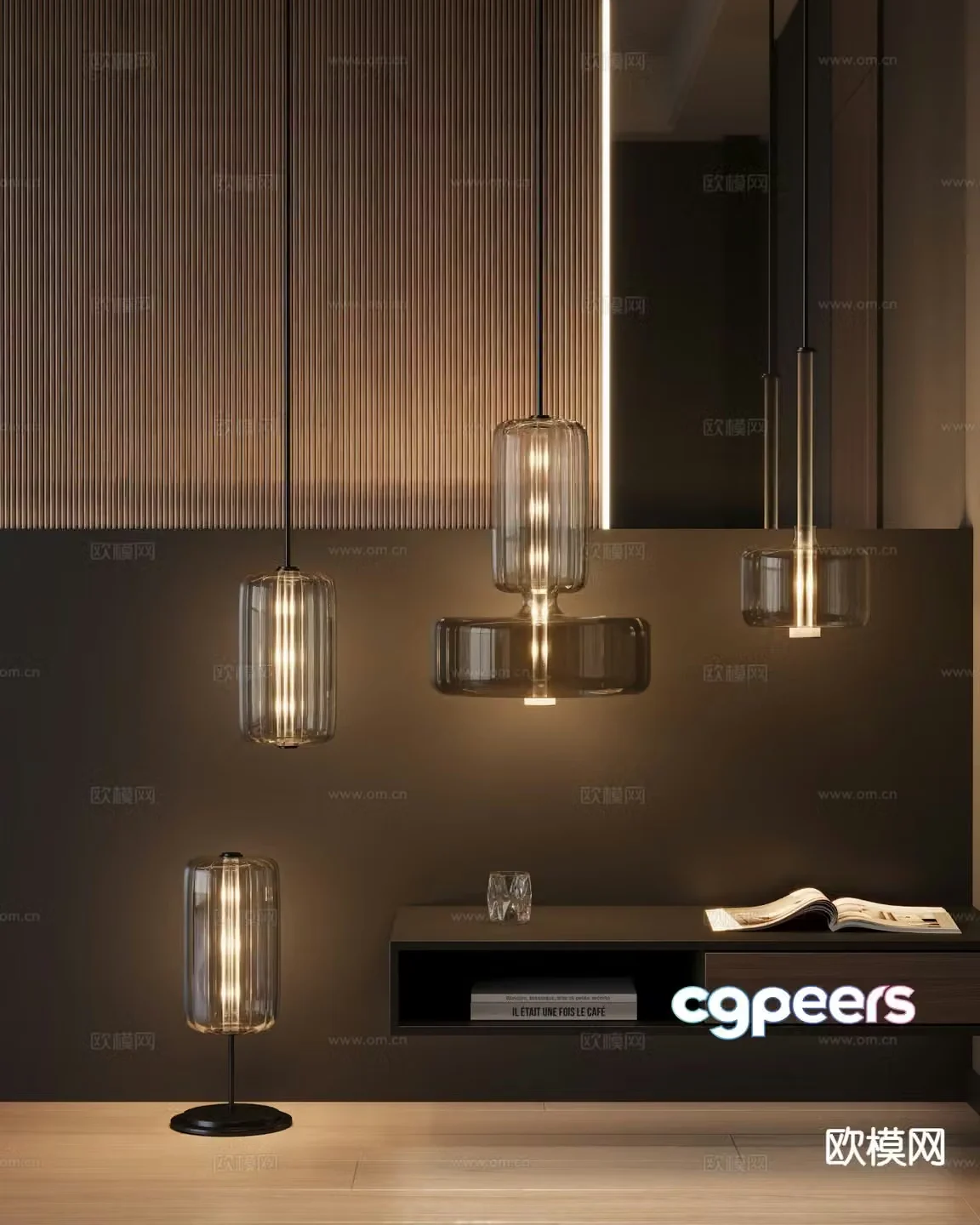Modern glass chandelier bedside lamp 3d model