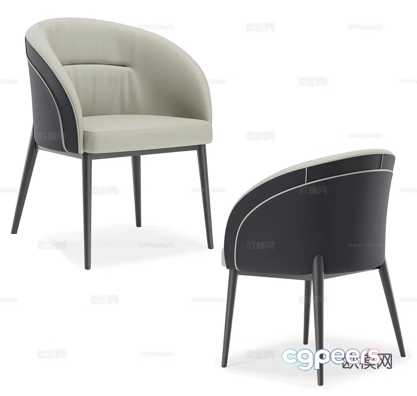 Modern single chair dining chair 3d model