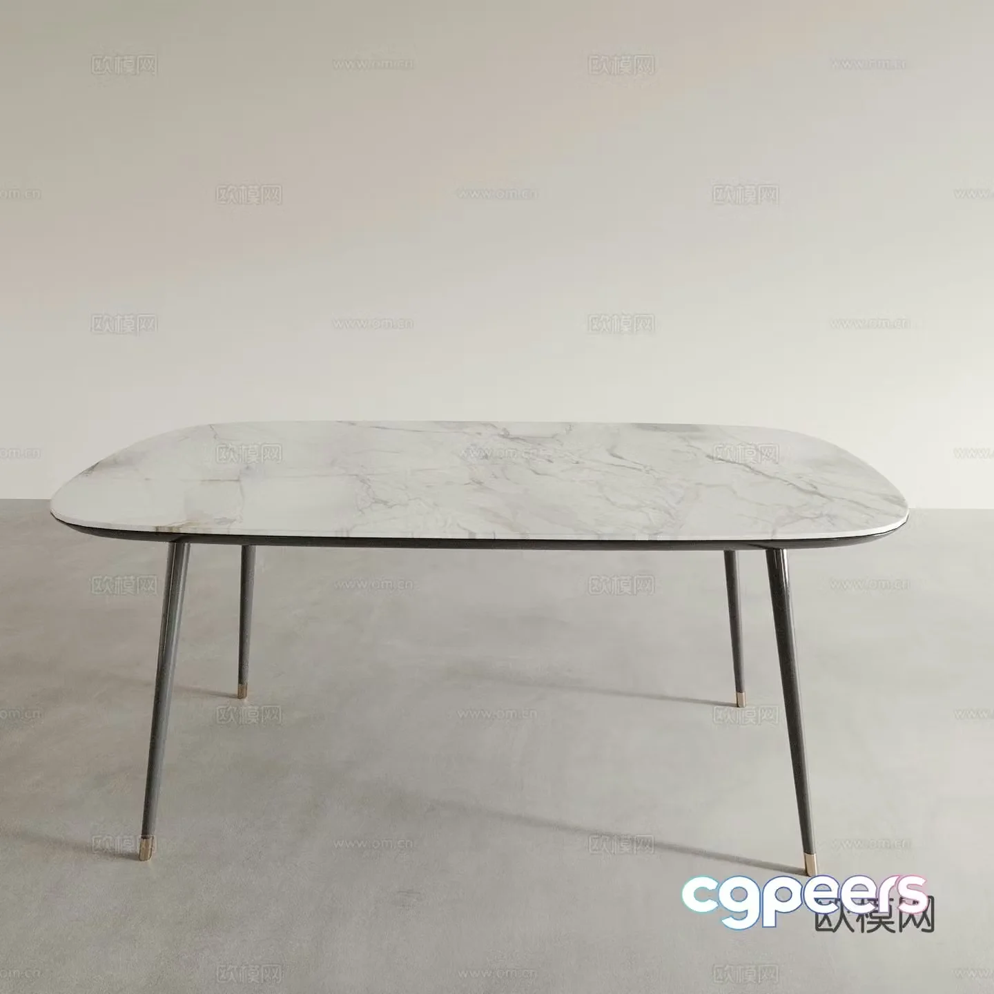 Simple dining table marble dining table 3d model