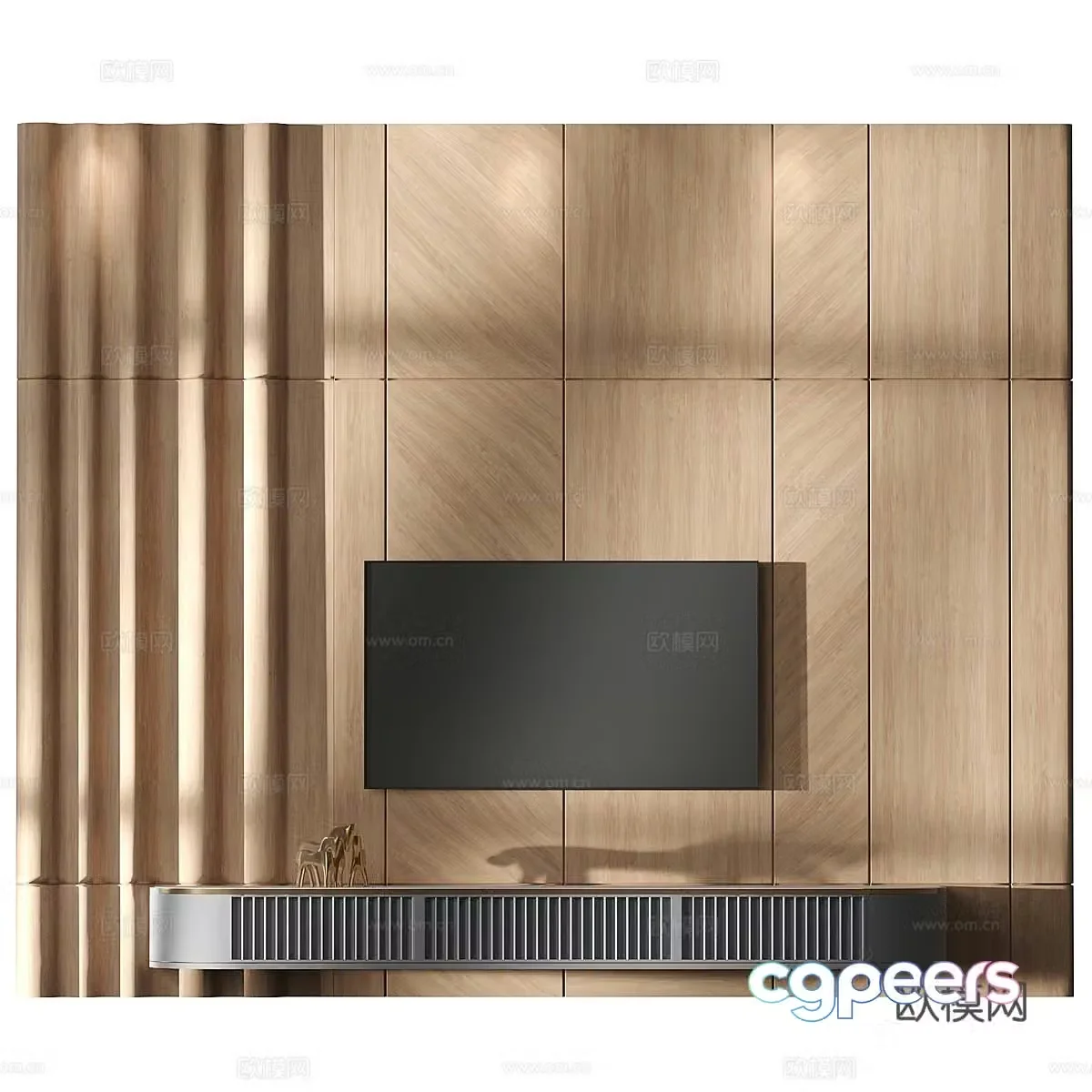 Modern Italian light luxury TV background wall 3d model