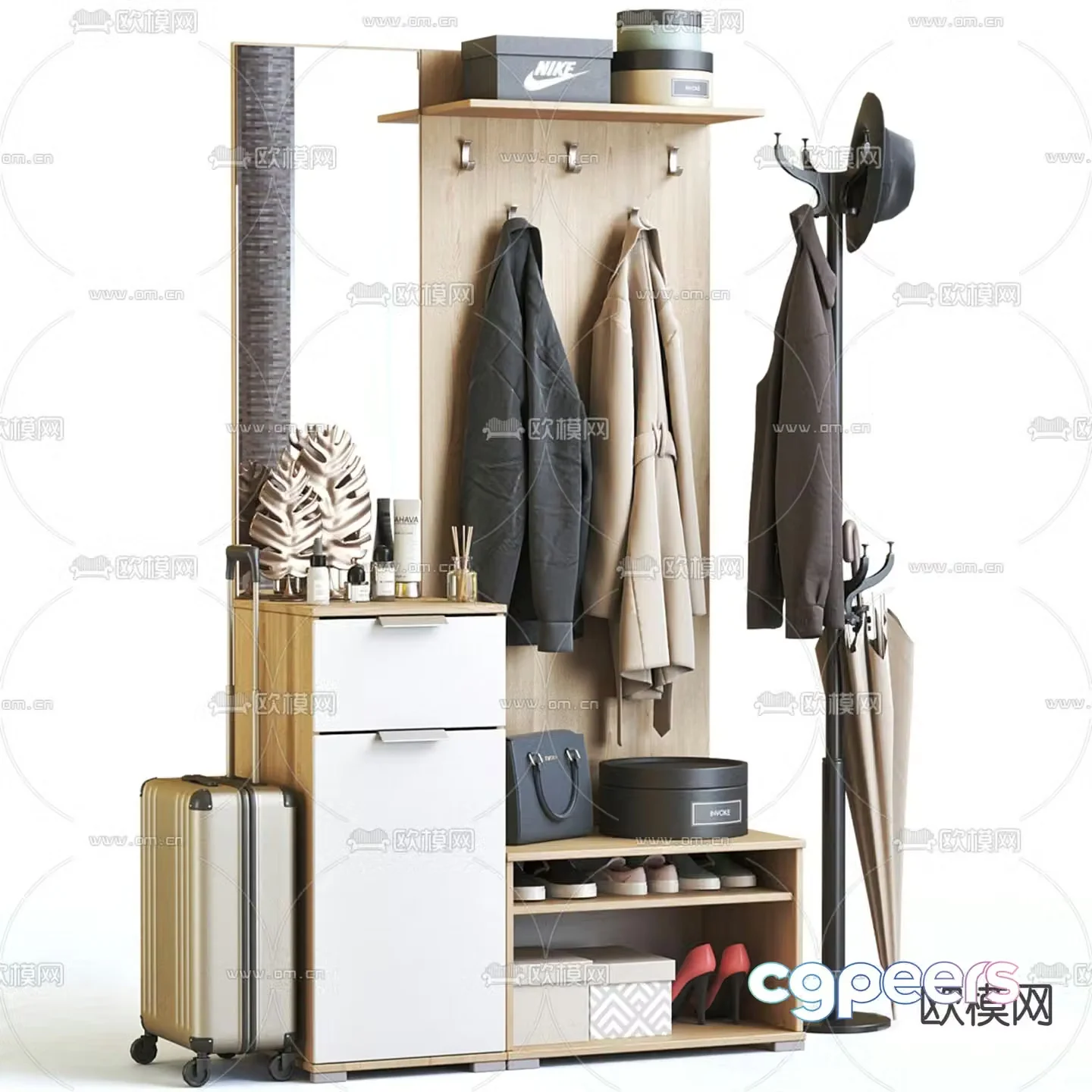 Modern shoe cabinet hanger 3d model