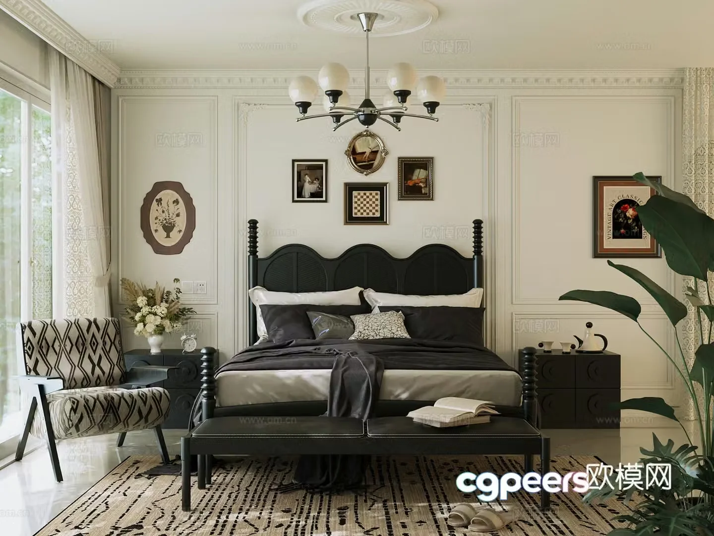 Modern French bedroom 3d model