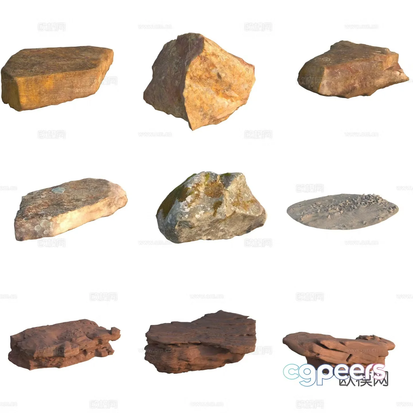 Sandstone stone pile stone wall huge stone large stone 3d model