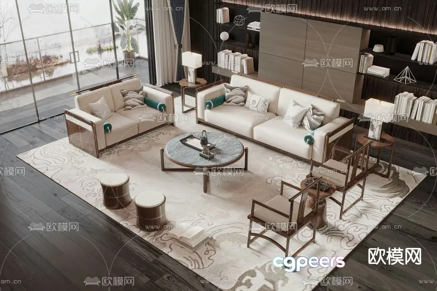 New Chinese style sofa modular sofa 3d model