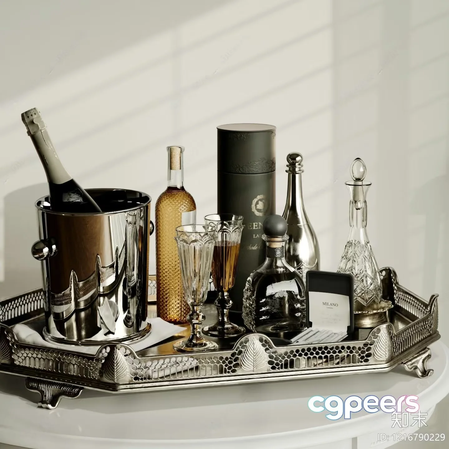 Silver Tray 3D Model – 15034 – VRAY Render