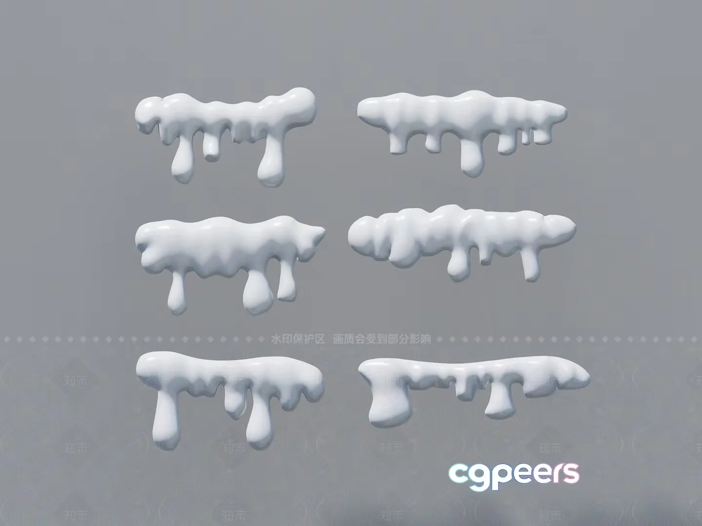 White Paint Drips 3D Model – 1342 – VRAY Render