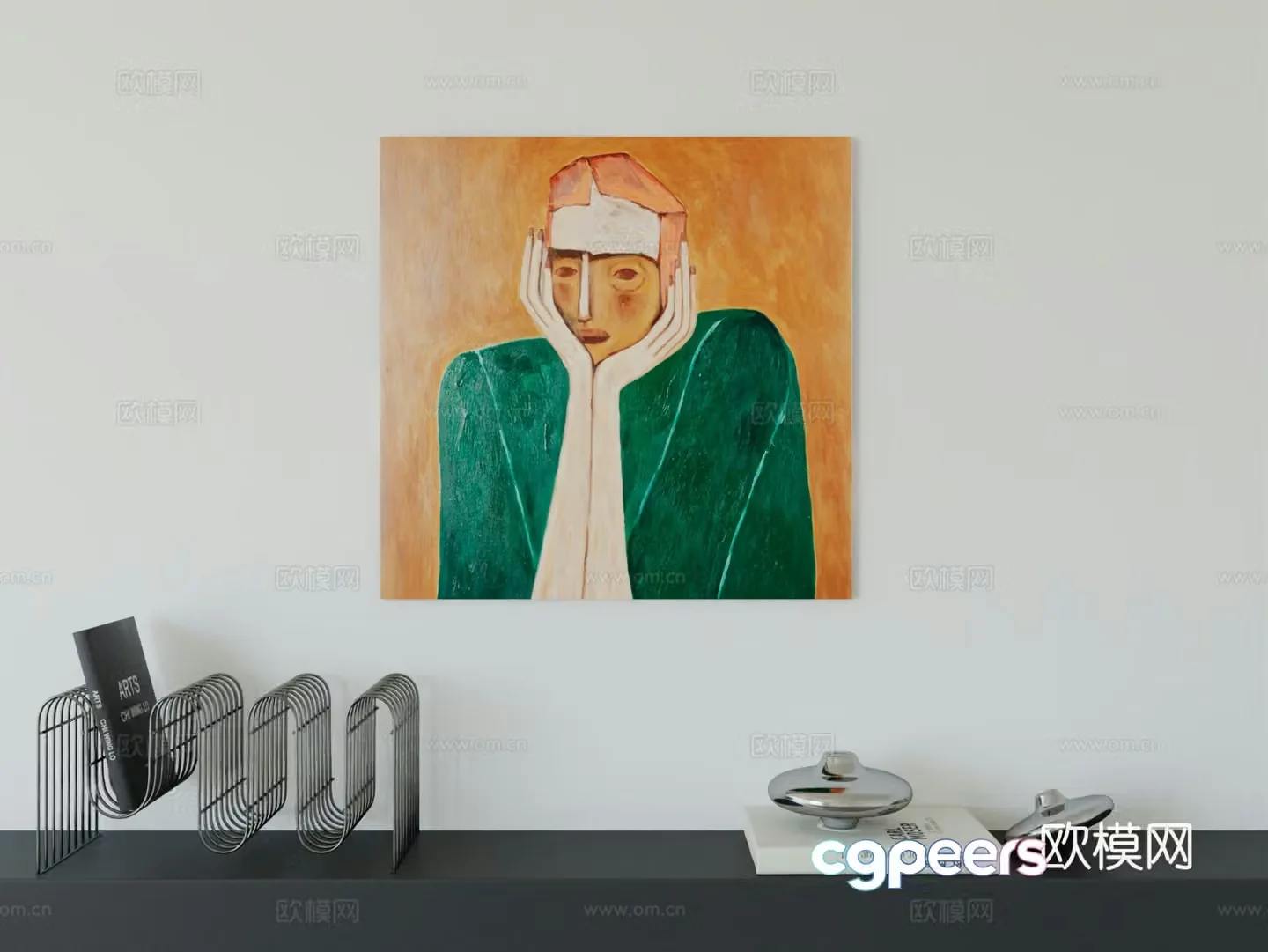 Modern minimalist hanging painting Bauhaus art hanging painting 3d model