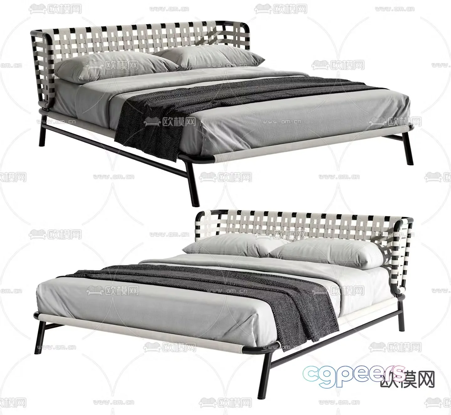 Modern double bed 3d model