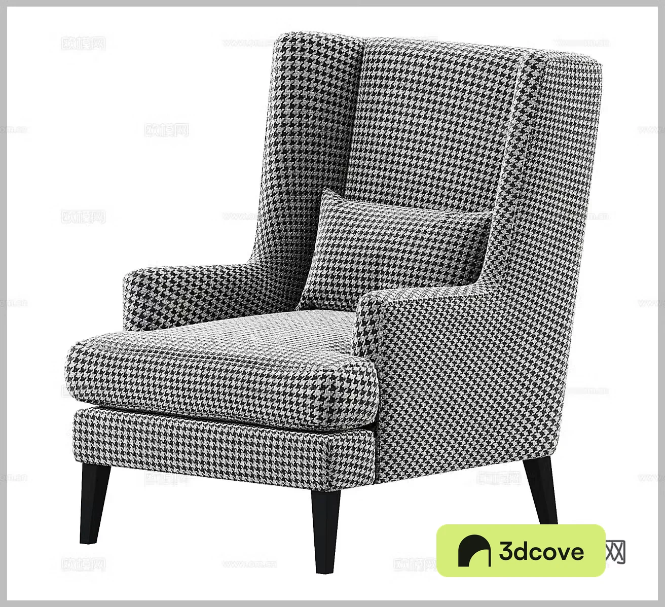 Fabric single sofa Houndstooth single chair Houndstooth leisure chair Thousand bird