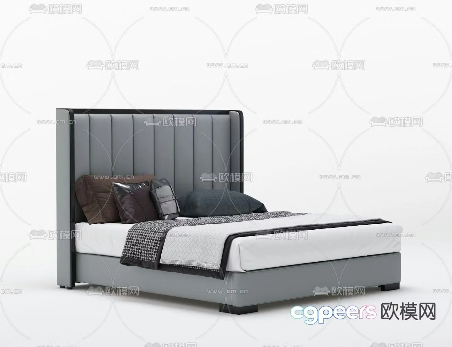 Leather double bed 3d model