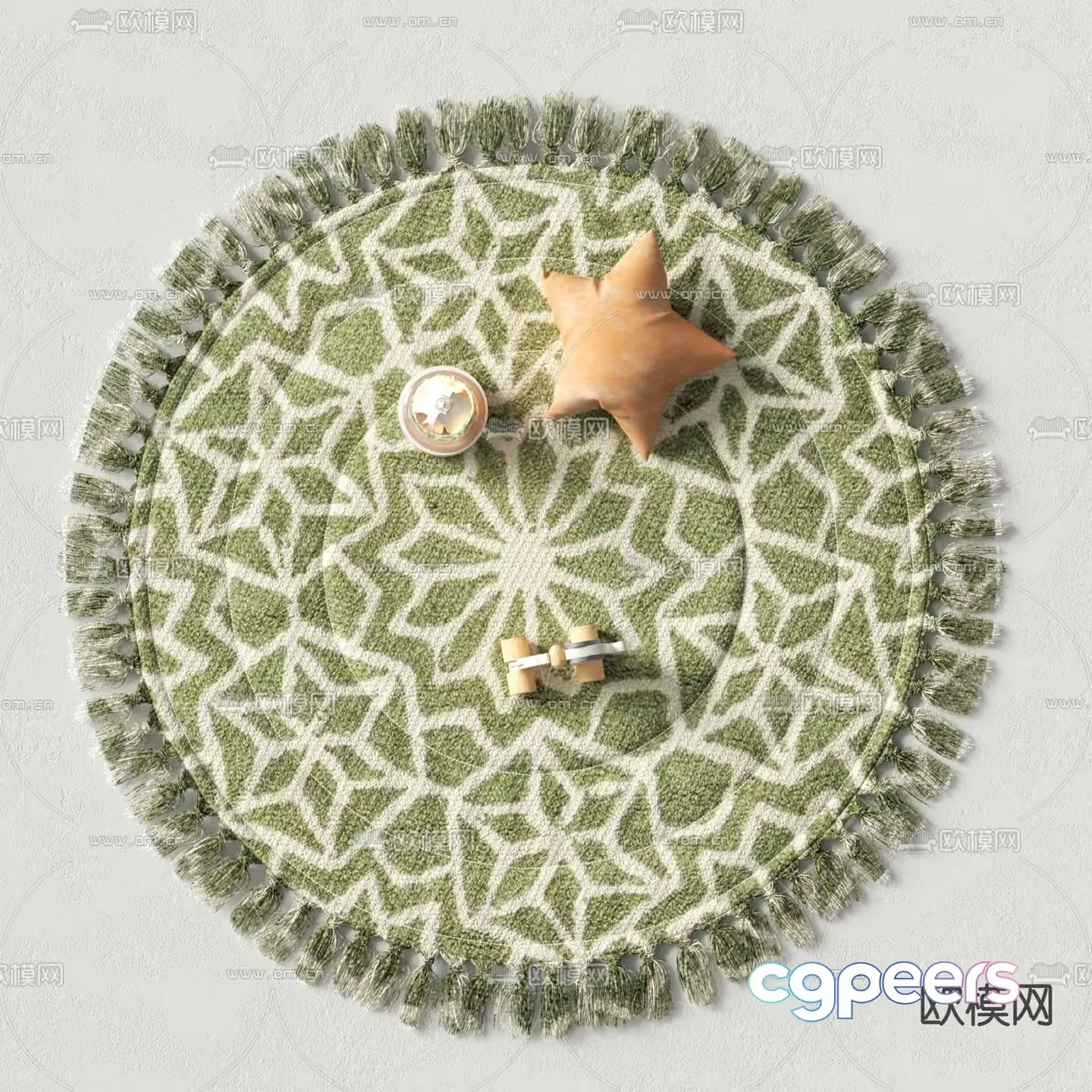 Green And White Rug 3D Model – 21055 – VRAY Render