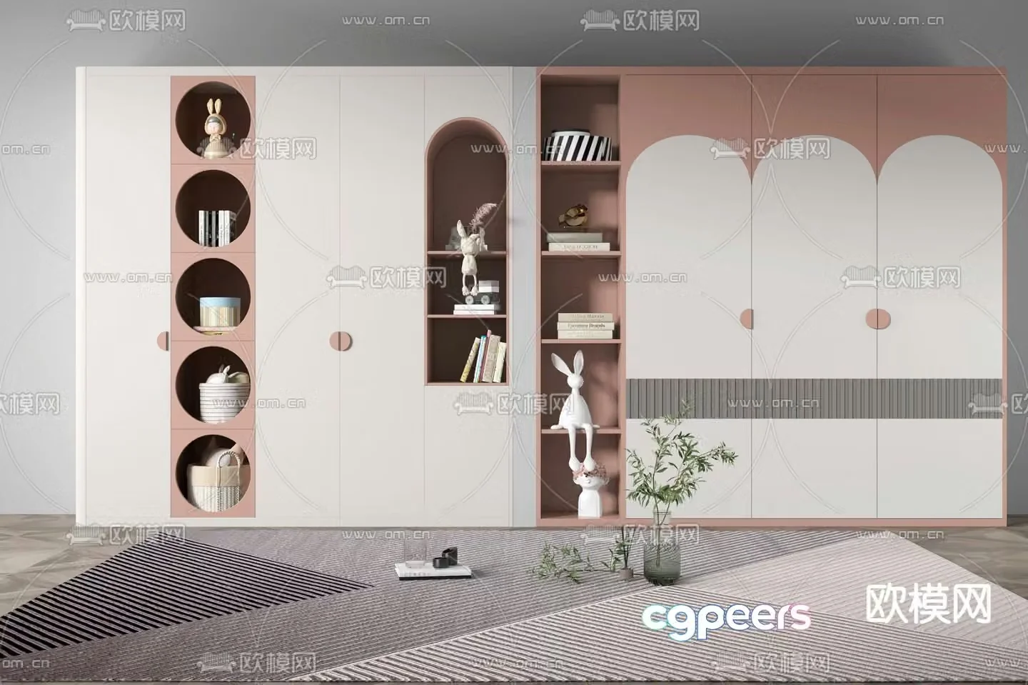 Nordic children’s wardrobe decorative cabinet 3d model