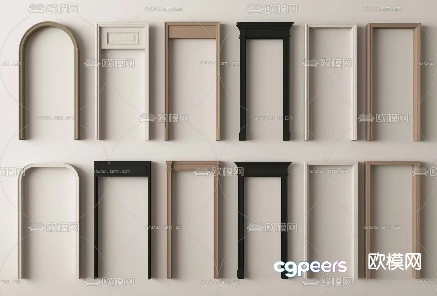 Simple European door frame doorway door hole 3D model