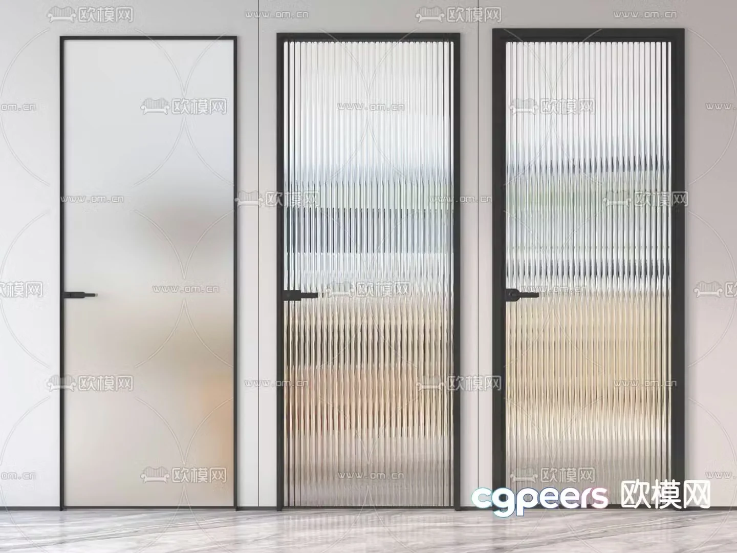 Changhong Glass Door Kitchen and Bathroom Door 3D Model