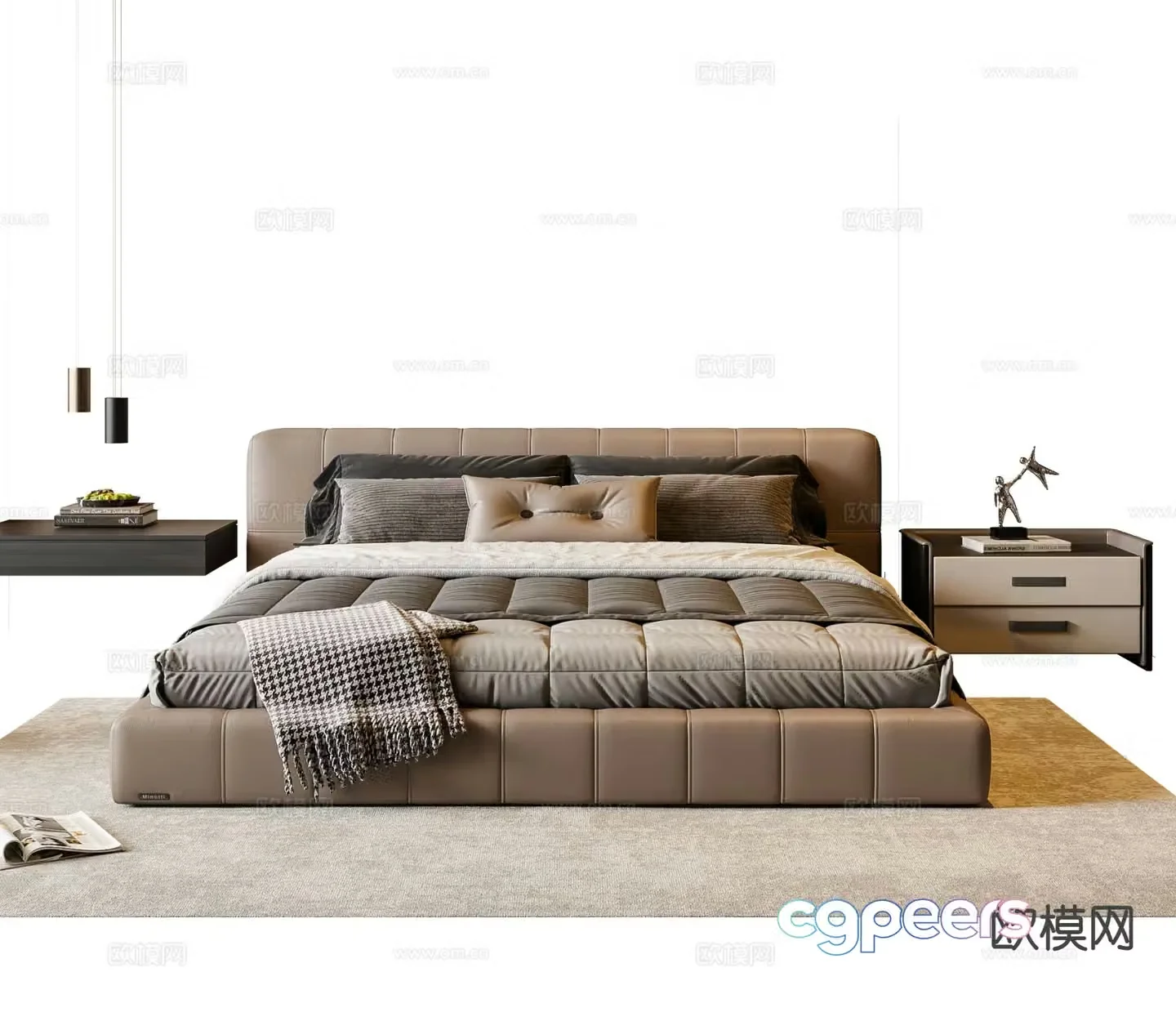 Italian double bed 3d model