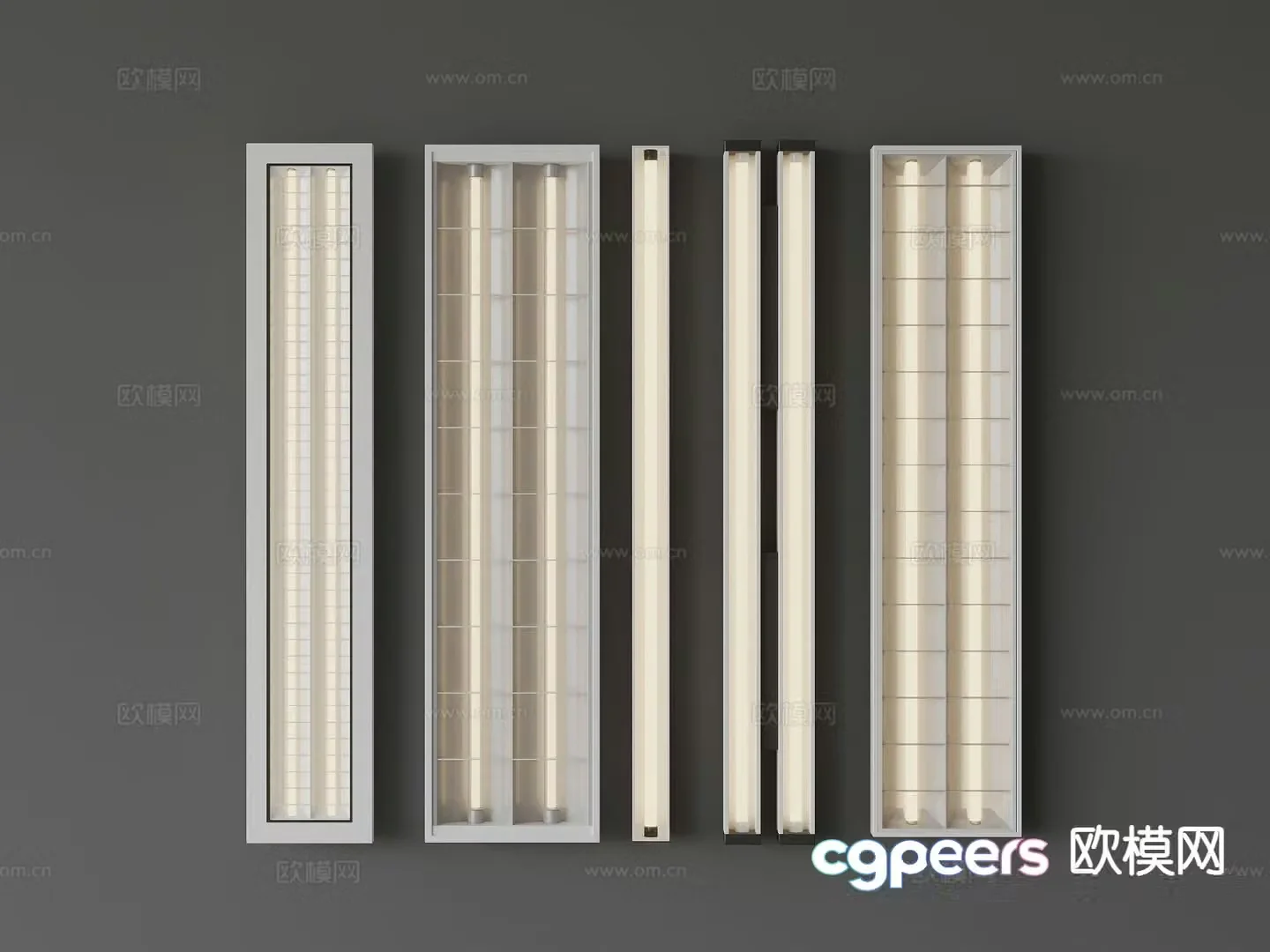 Office lamp grille lamp strip lamp 3d model