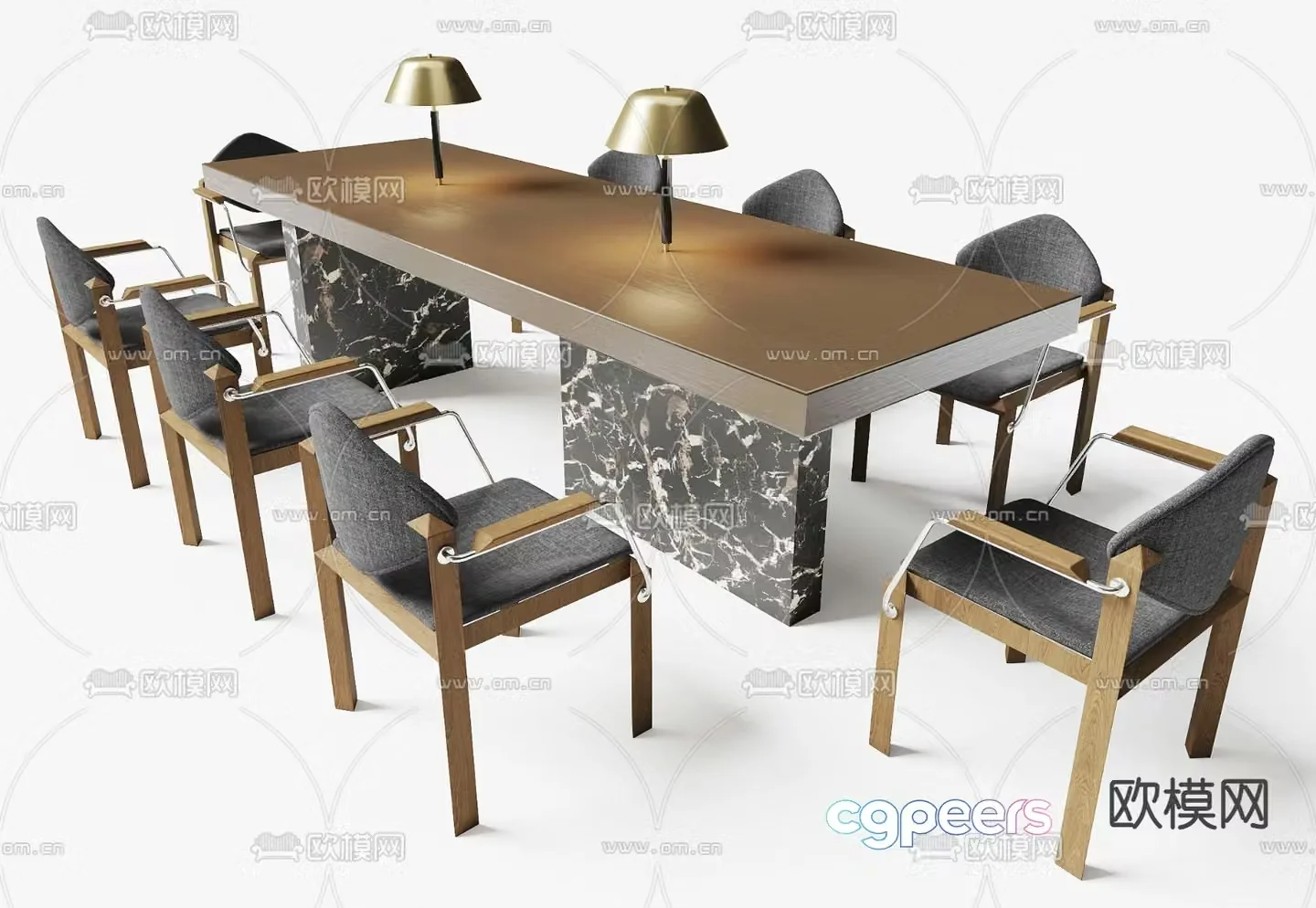 Light luxury conference table conference table 3d model