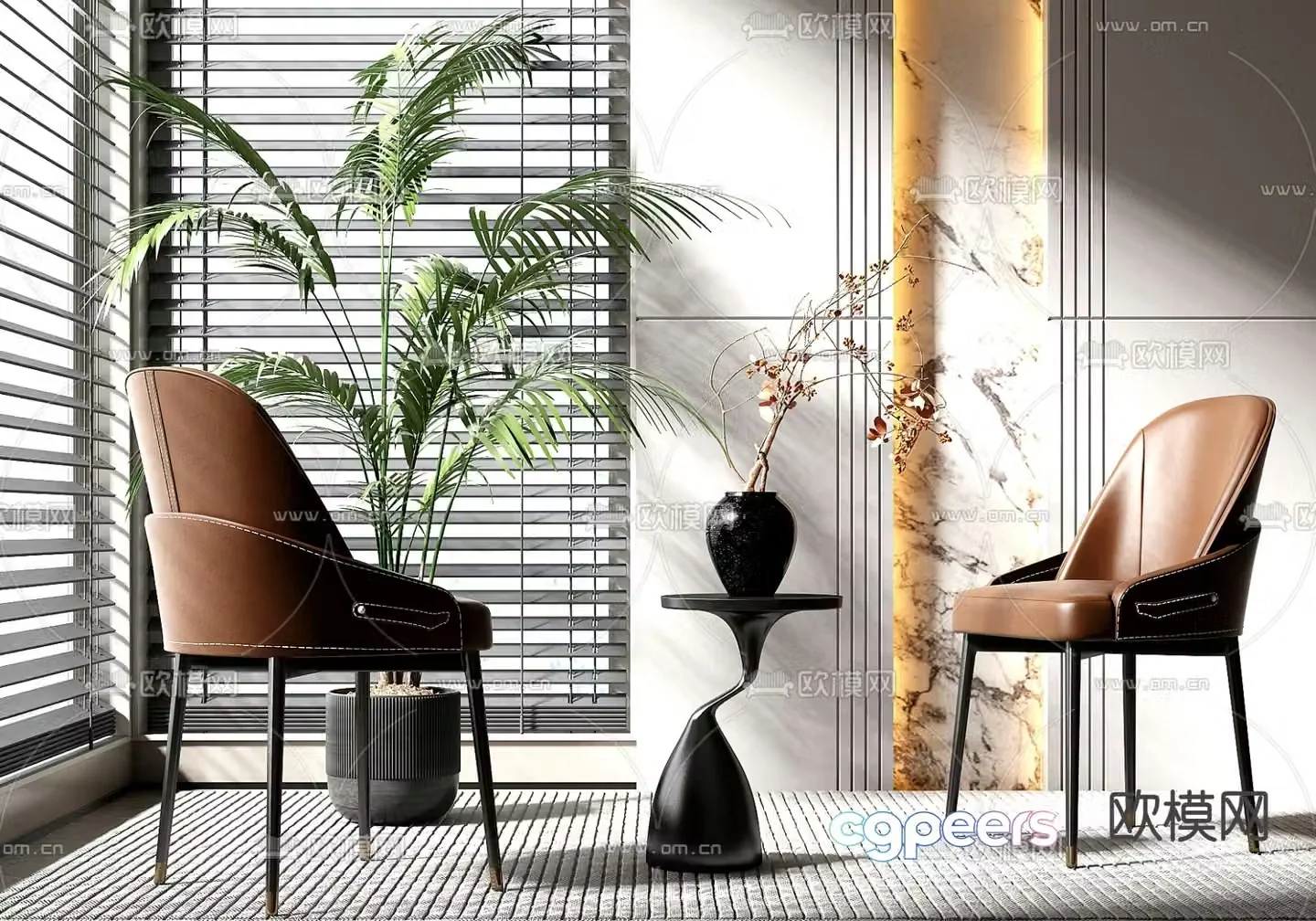 Leather chair lounge chair 3d model