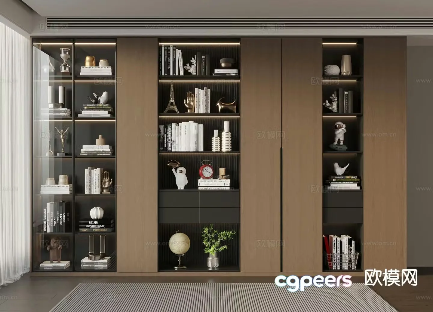 Italian bookcase display case 3d model