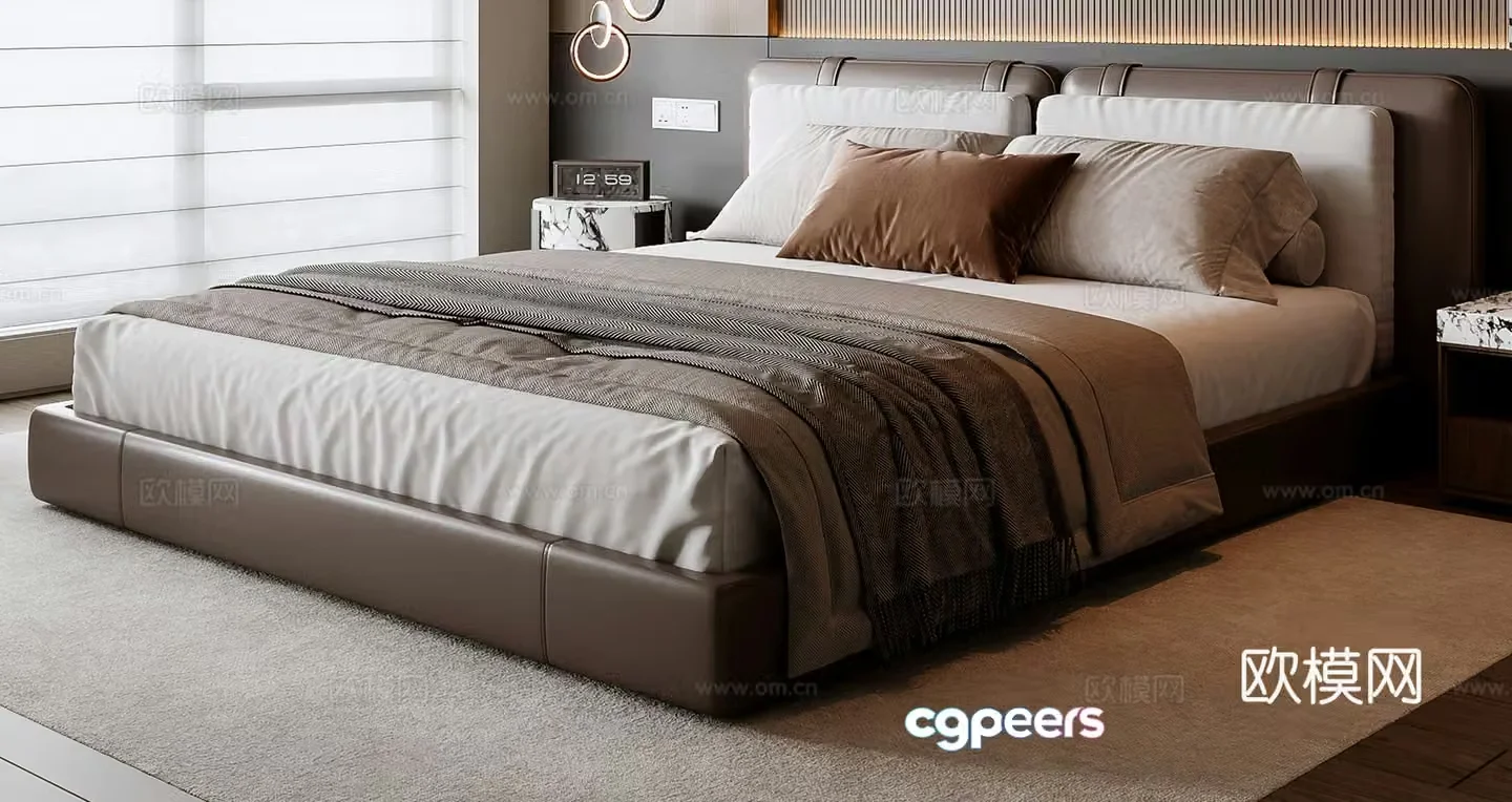 Italian double bed 3d model