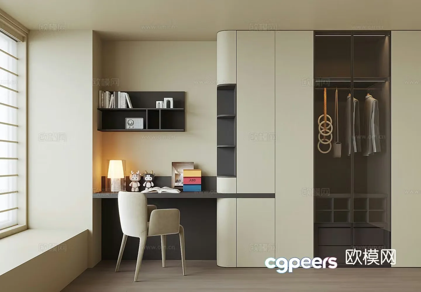 Modern desk integrated cabinet 3d model