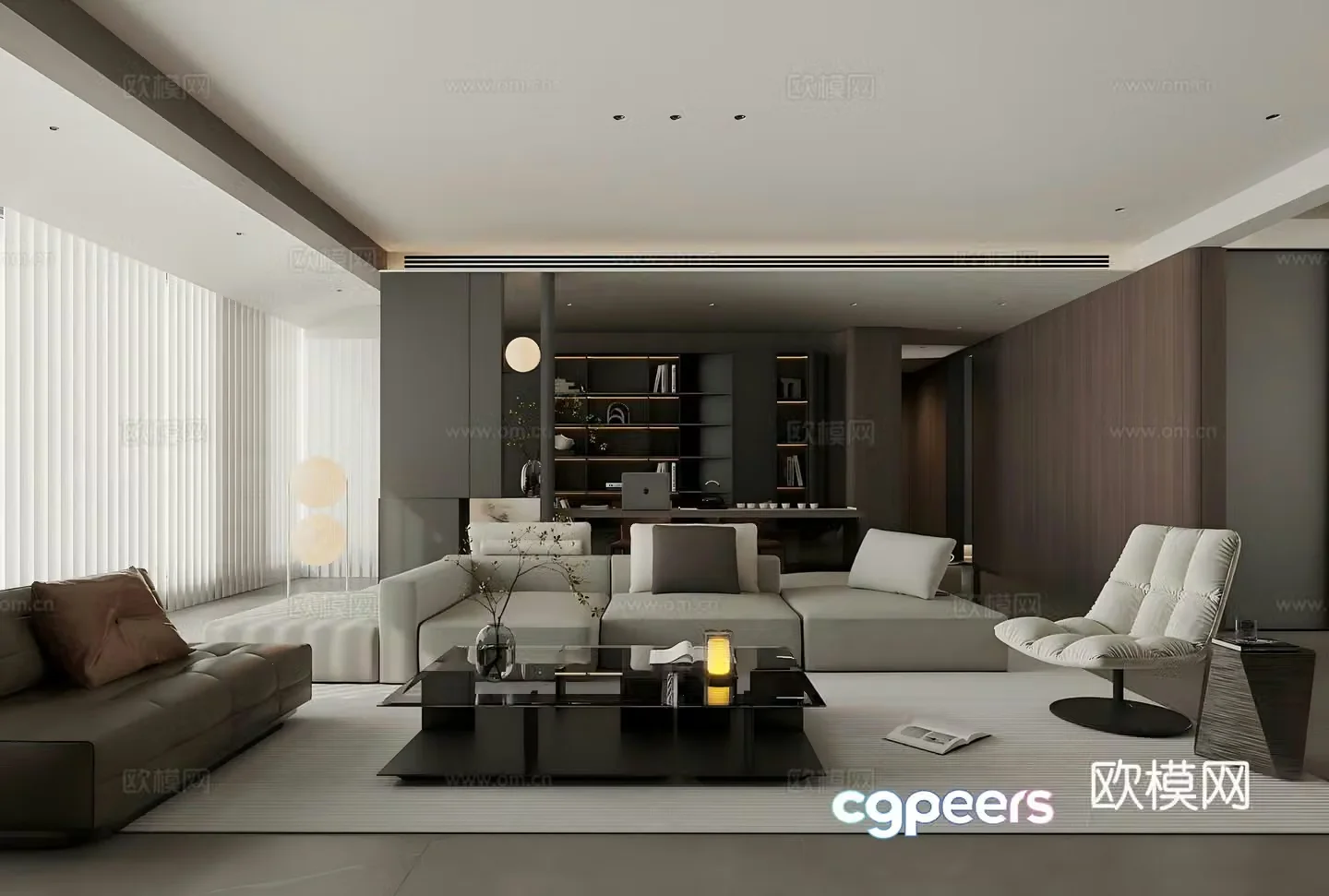 Modern Italian home living room Light luxury Italian living room High-end gray living room Sofa coffee table combination 3D model