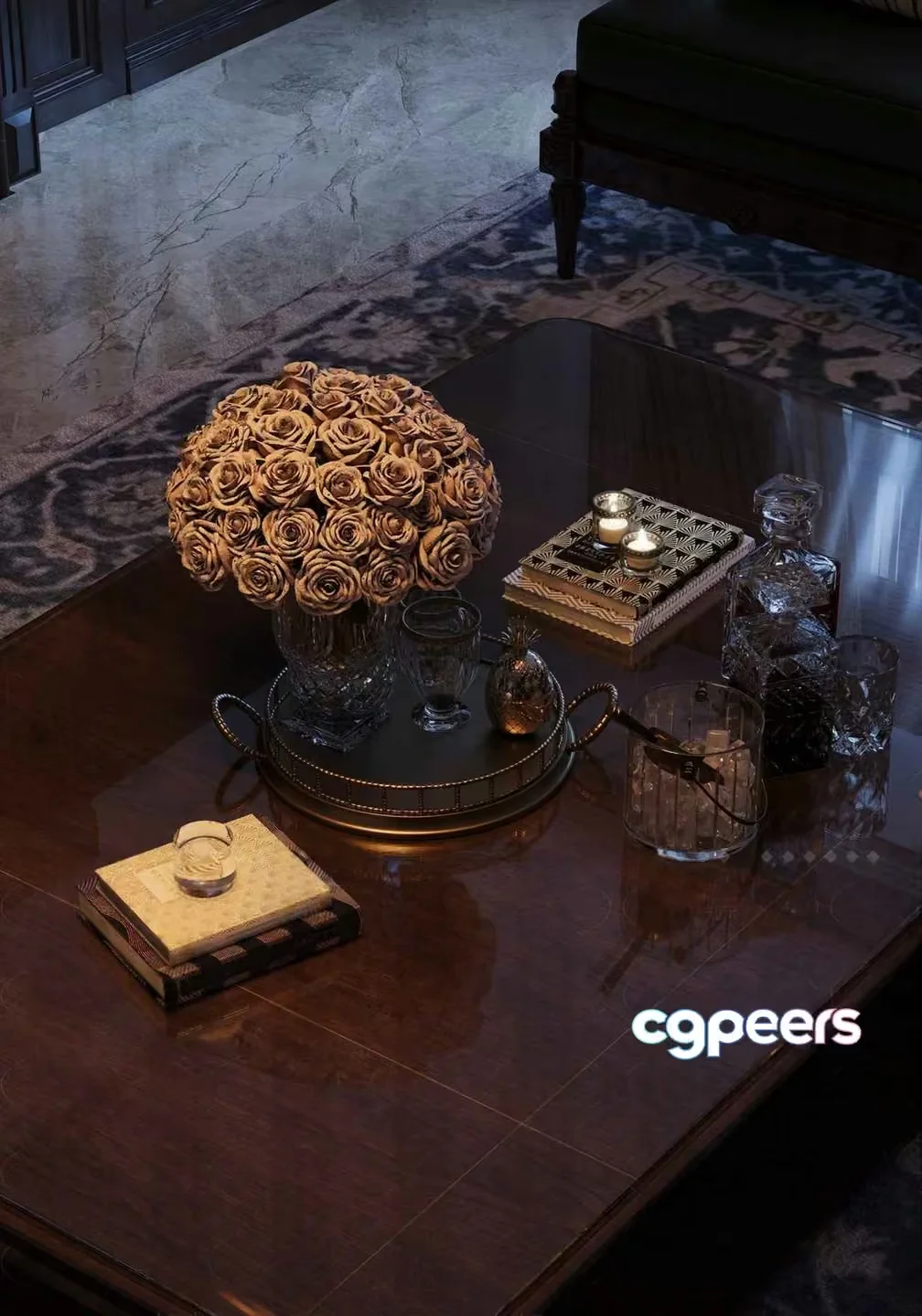 A Dark Wood Coffee Table 3D Model – 17838 – CORONA Render