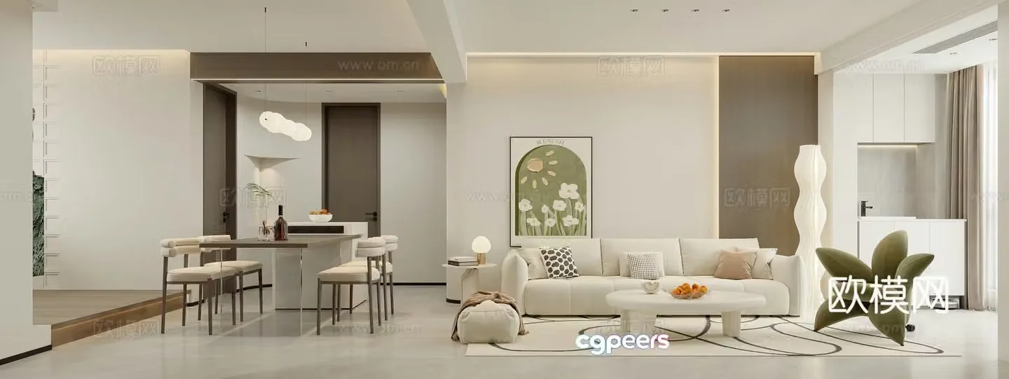 Creamy Style Restaurant 3D Model