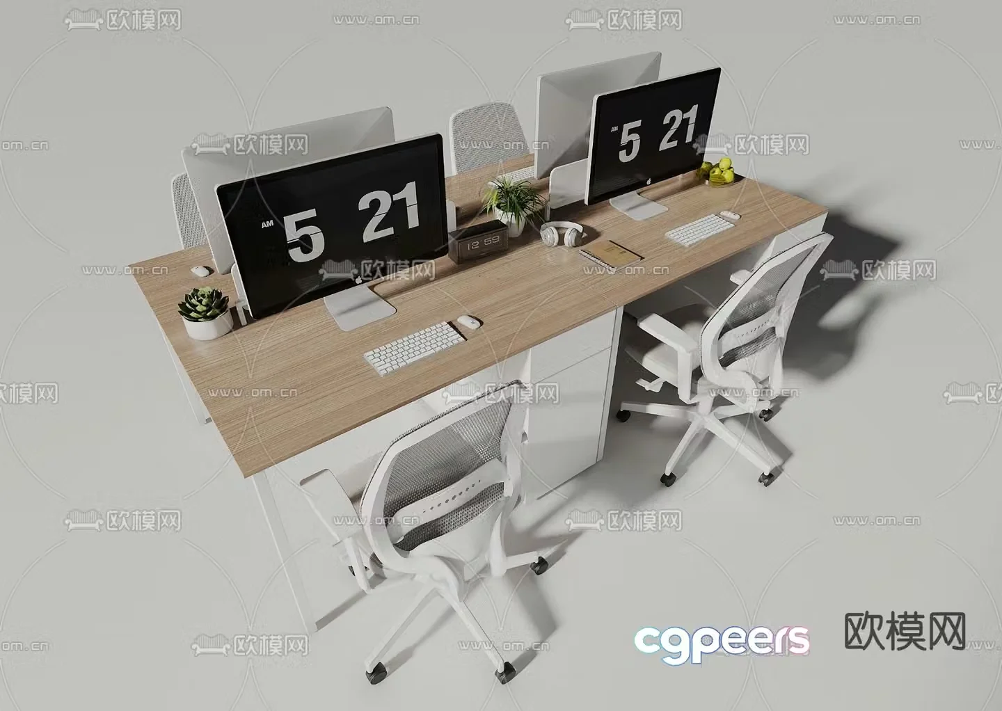 Office desk chair work station card space 3D model