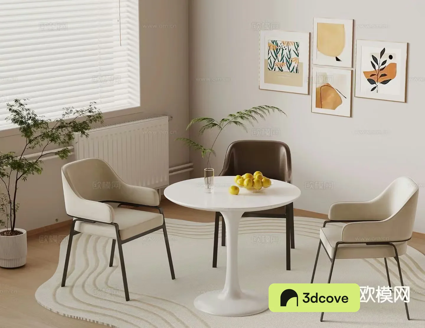 Creamy round table casual table chair