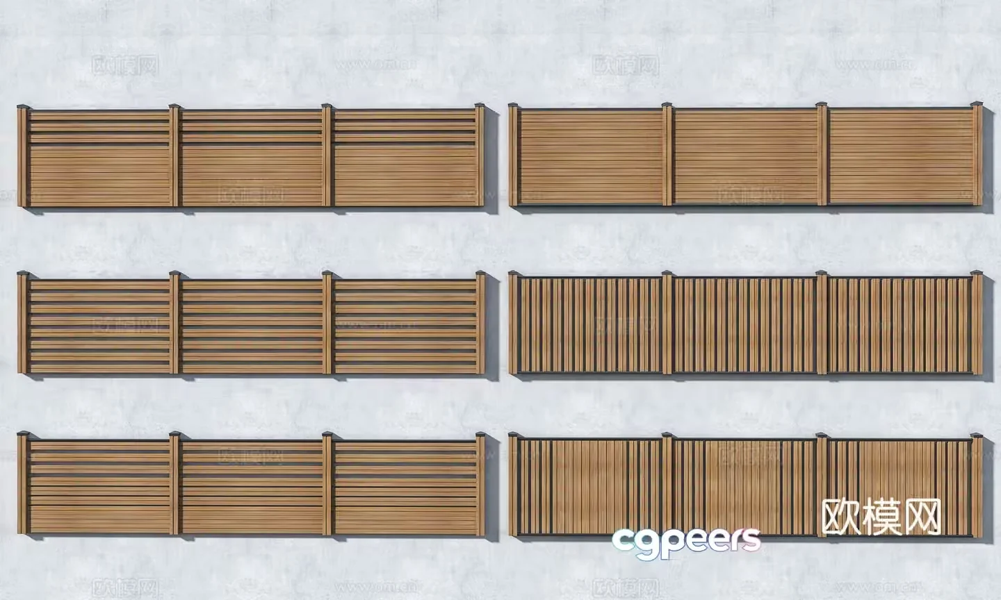 Solid wood fence Wood plastic fence Anticorrosive wood fence Garden solid wood fence 3D model
