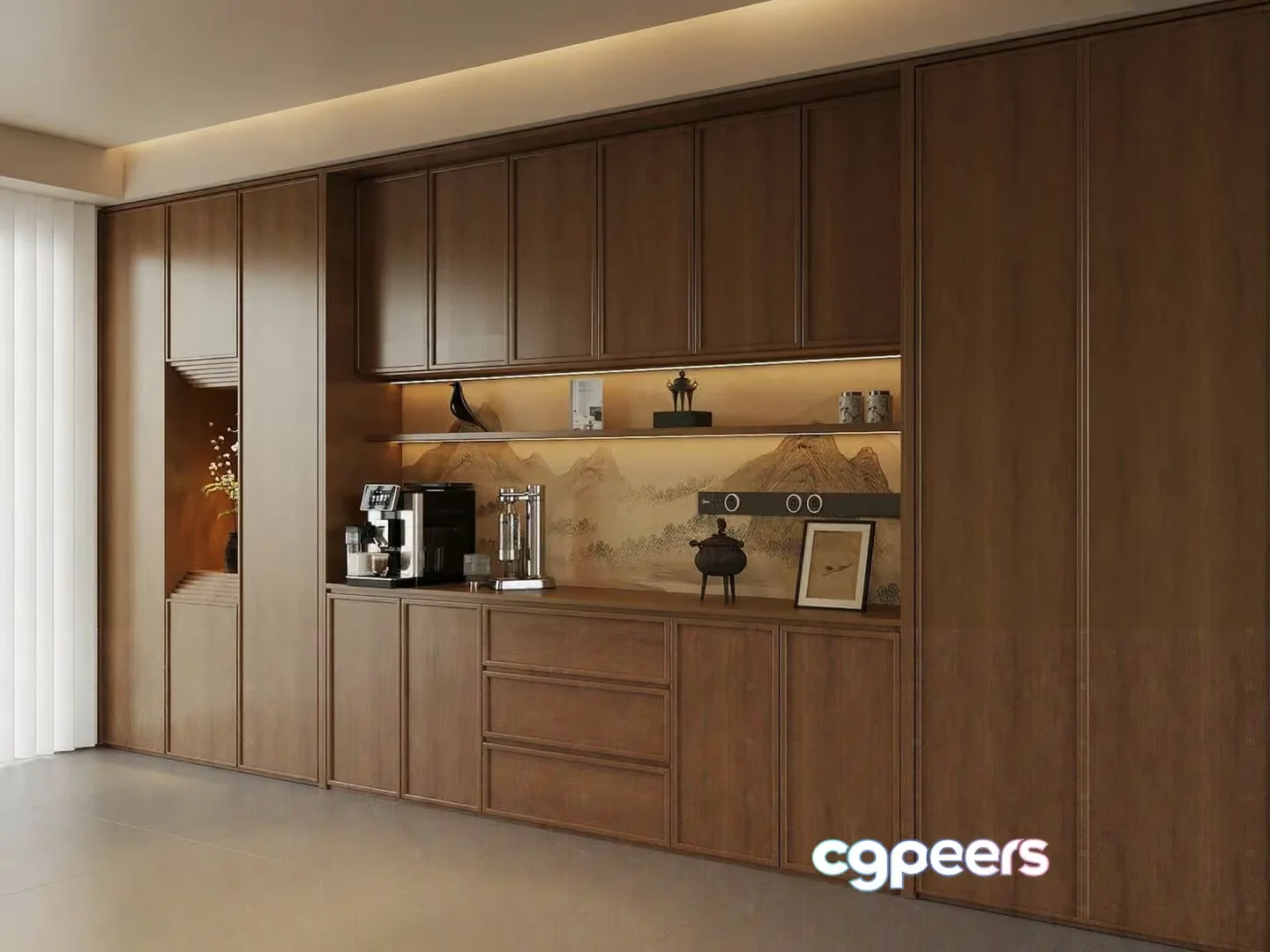 Modern Wooden Cabinets 3D Model – 17043 – VRAY Render