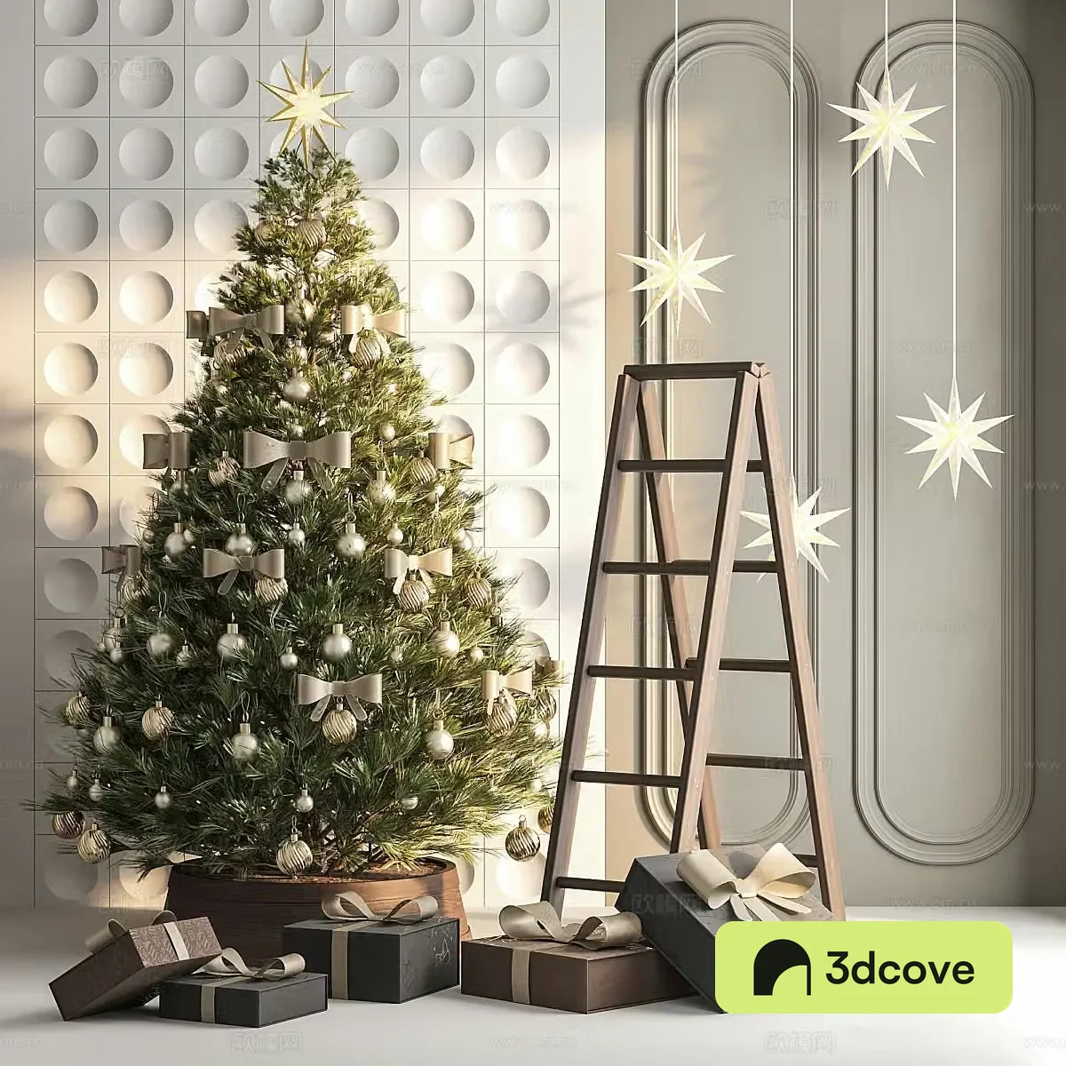 Modern holiday supplies Christmas tree lanterns Christmas decoration Christmas supplies ladder gift box
