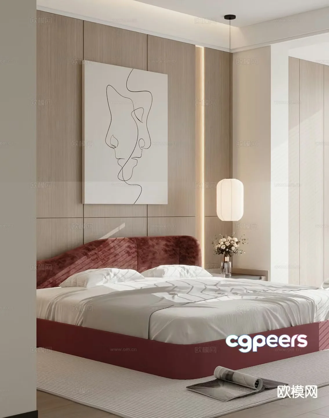 Modern double bed 3d model