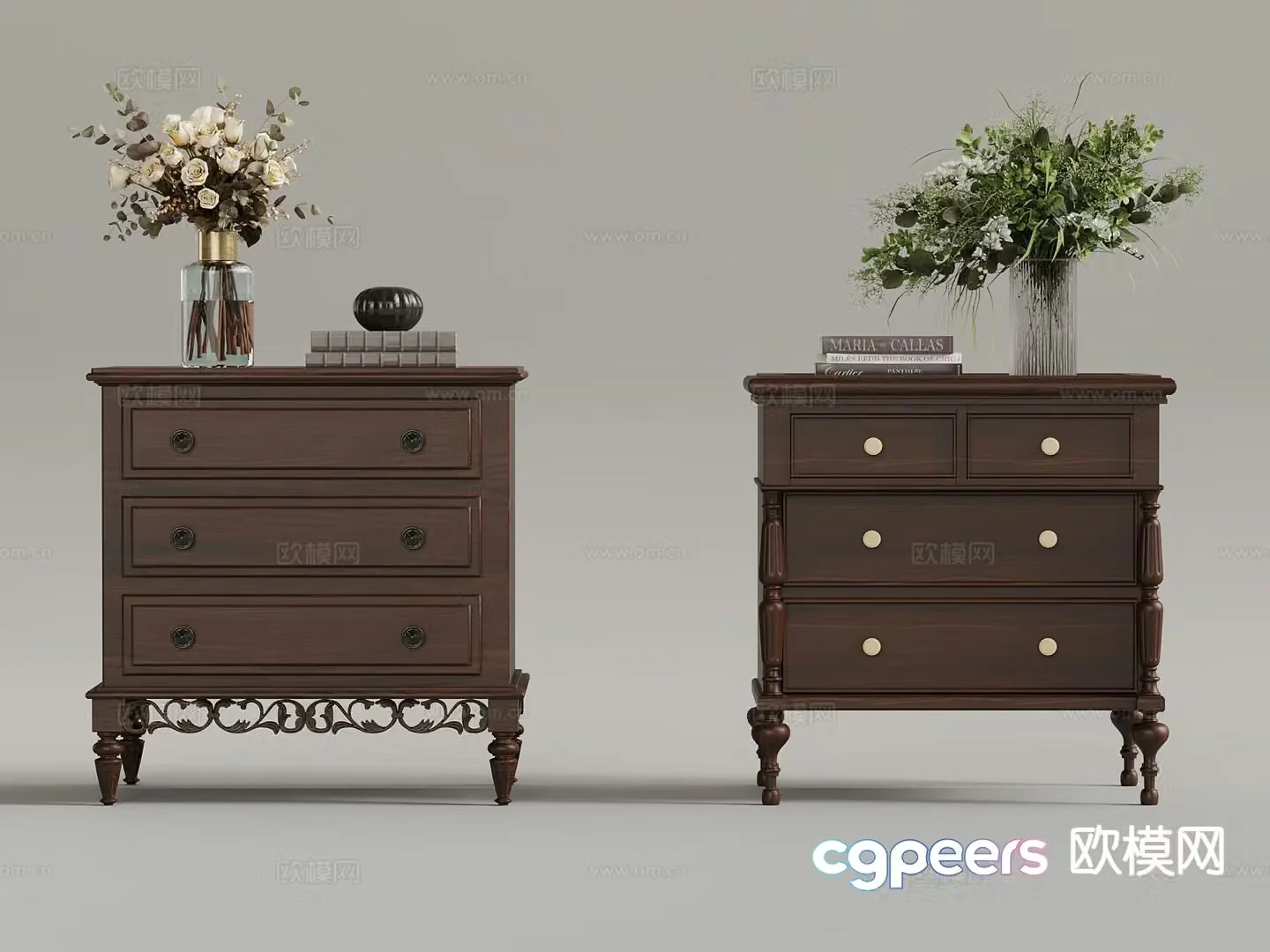 New Chinese style side cabinet bedside table 3d model