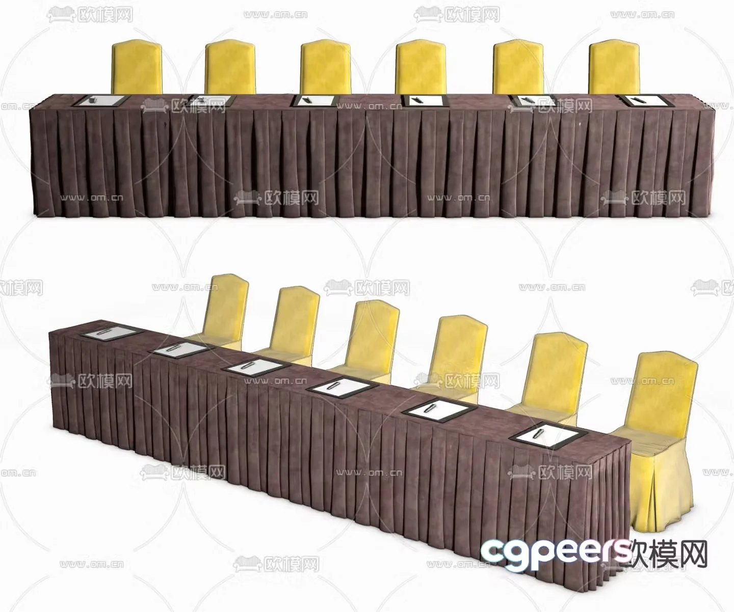 Pleated cloth conference table welcome table rostrum 3D model