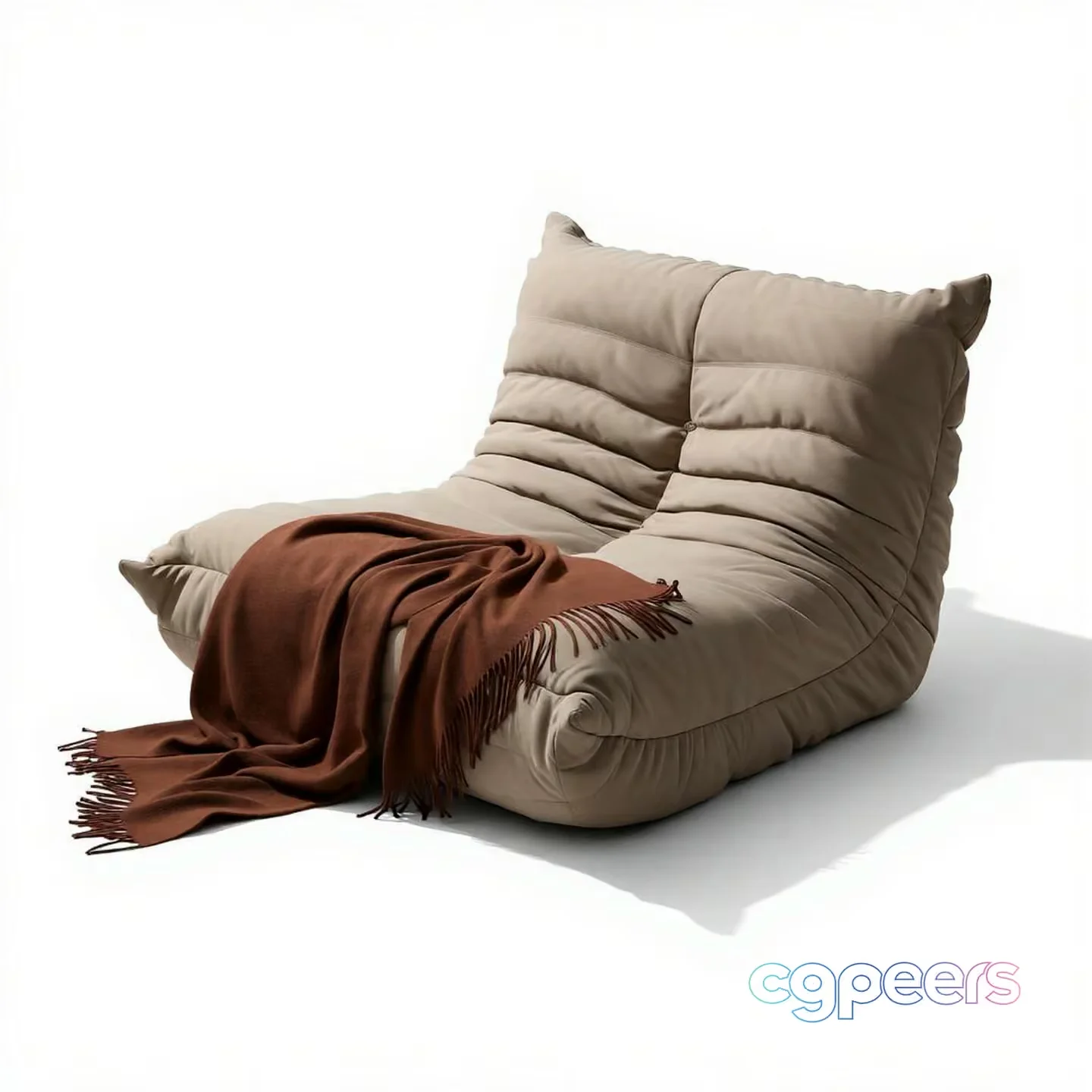Beige And Brown Sofa 3D Model – 11577 – VRAY Render