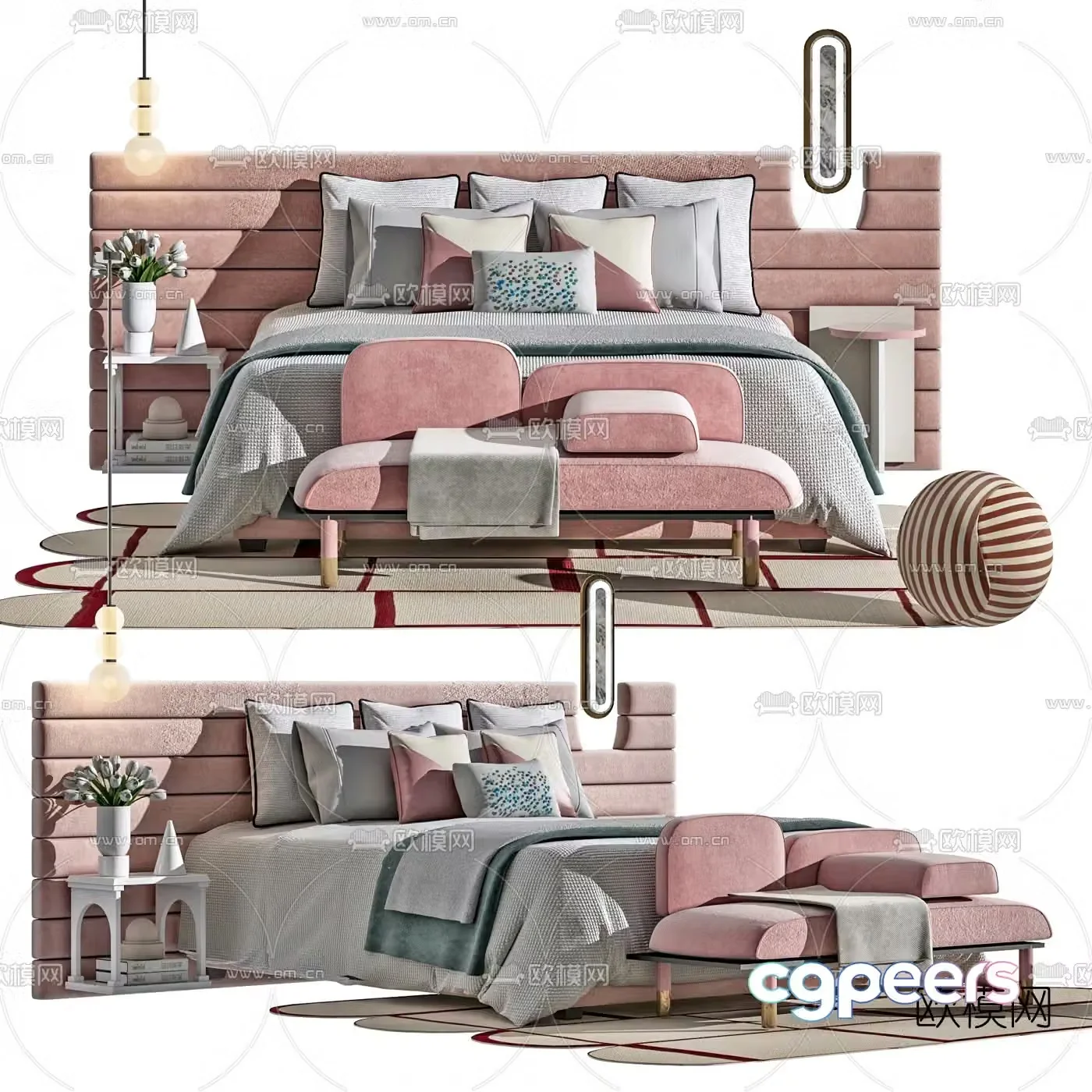 Modern fabric children’s bed 3d model