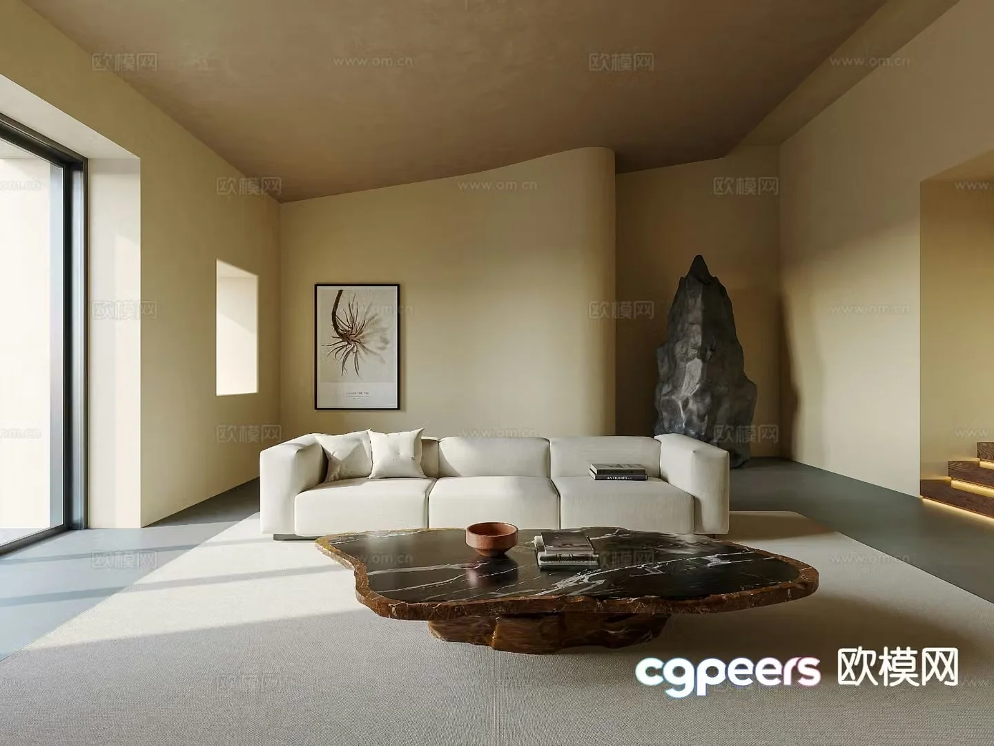 Wabi-sabi living room 3d model